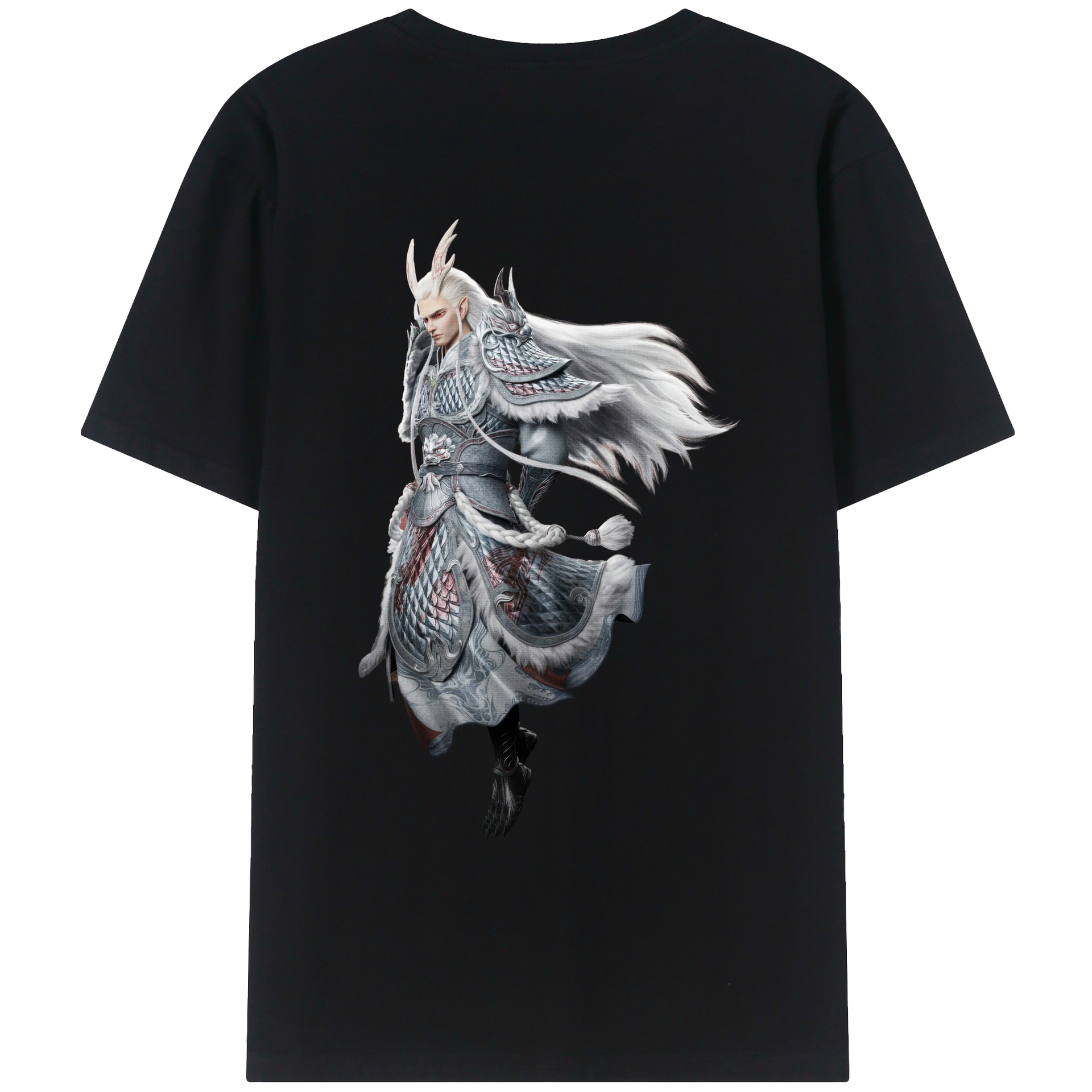 （画像用） Ne Zha 2 ナタ 魔童の大暴れ 綿100％ メンズ半袖Tシャツ（バックプリント） 通気性