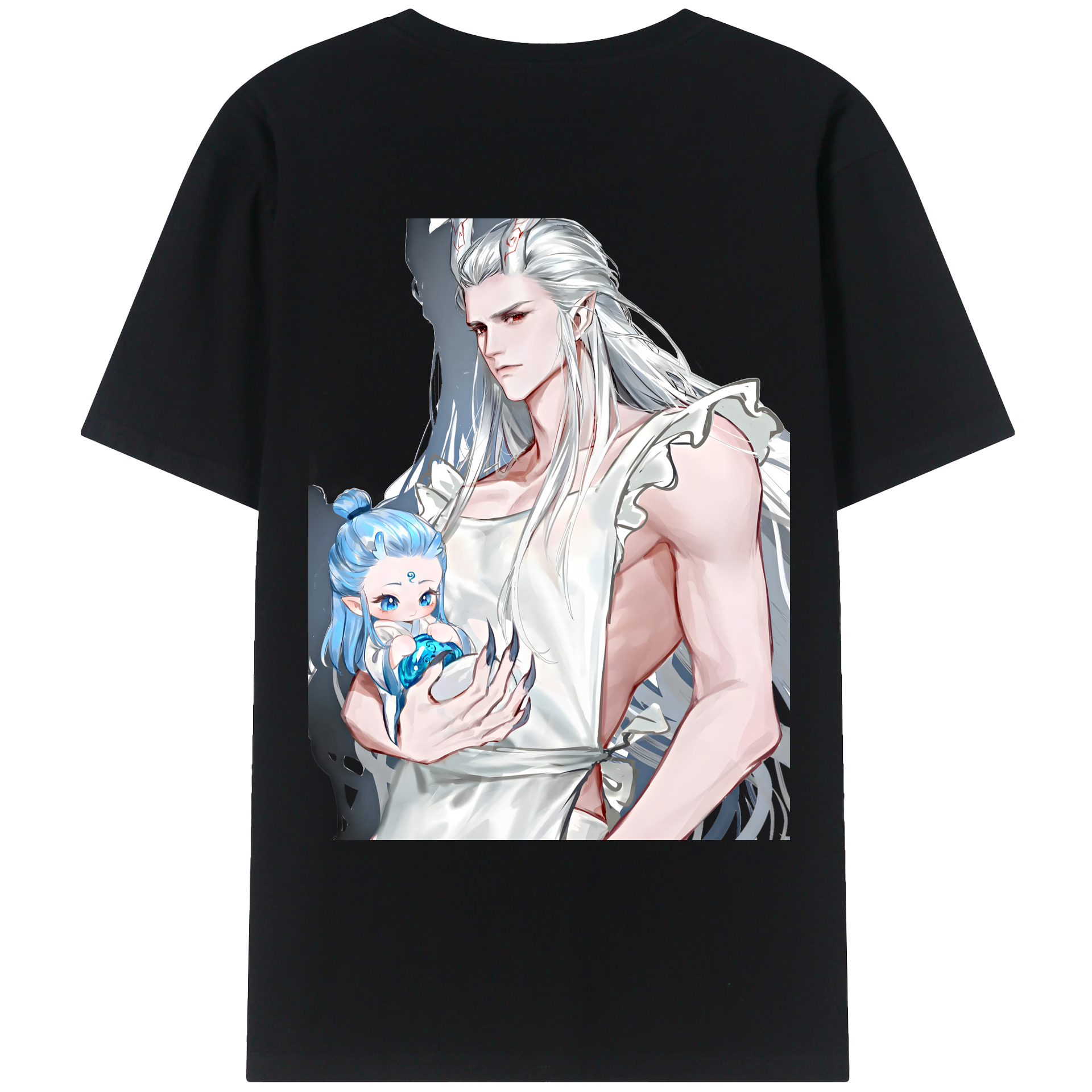 （画像用） Ne Zha 2 ナタ 魔童の大暴れ 綿100％ メンズ半袖Tシャツ（バックプリント） 通気性