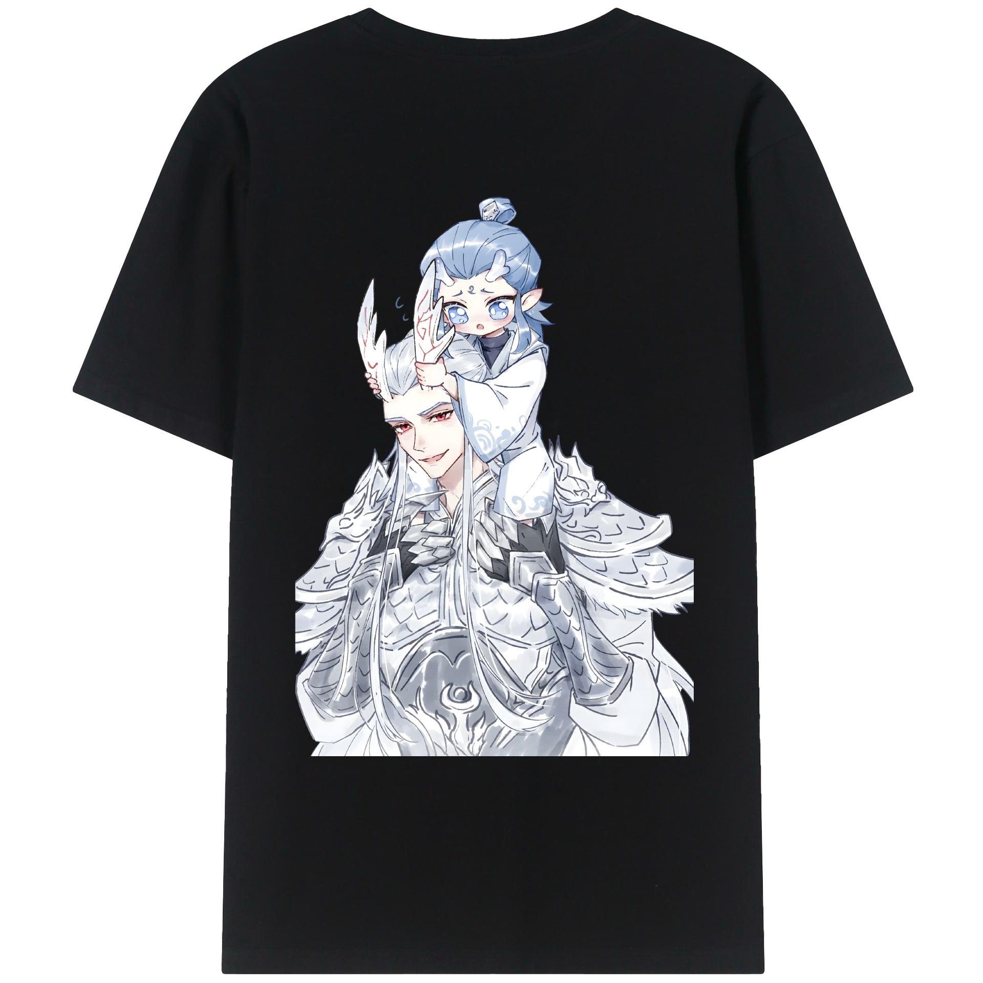 （画像用） Ne Zha 2 ナタ 魔童の大暴れ 綿100％ メンズ半袖Tシャツ（バックプリント） 通気性