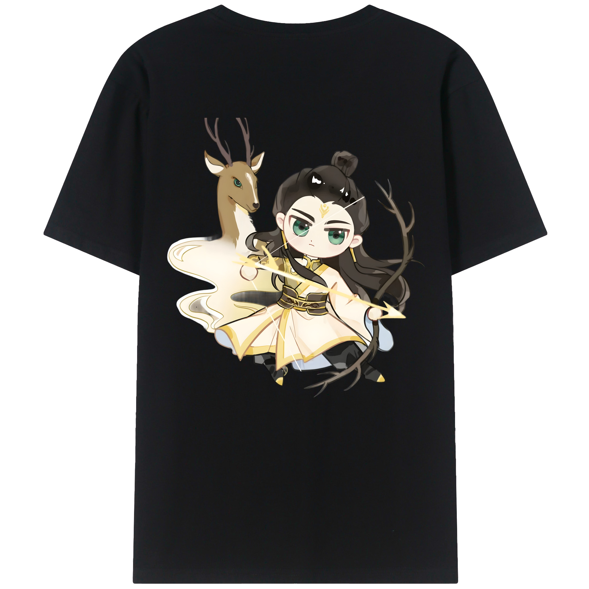 （画像用） Ne Zha 2 ナタ 魔童の大暴れ 綿100％ メンズ半袖Tシャツ（バックプリント） 通気性