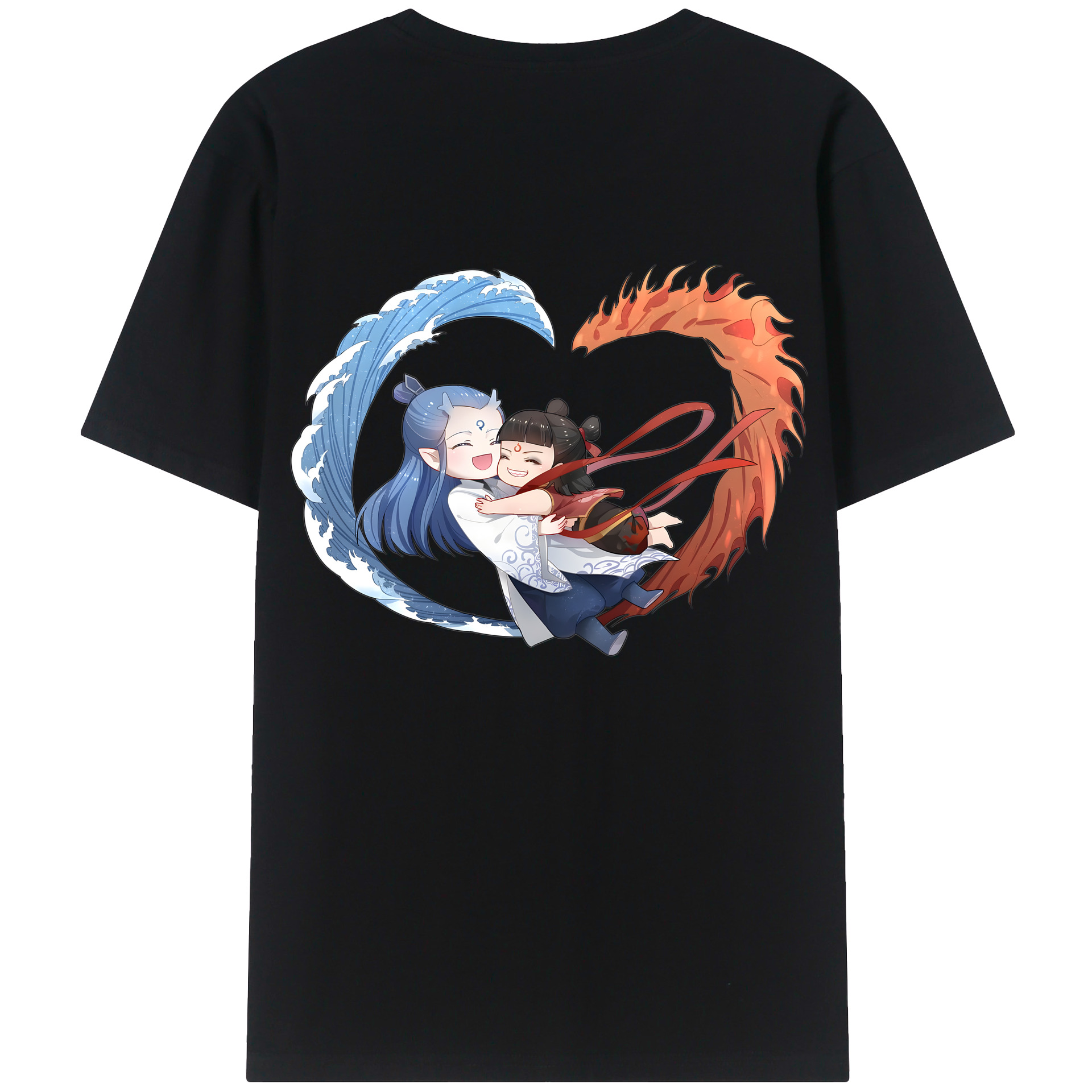 （画像用） Ne Zha 2 ナタ 魔童の大暴れ 綿100％ メンズ半袖Tシャツ（バックプリント） 通気性