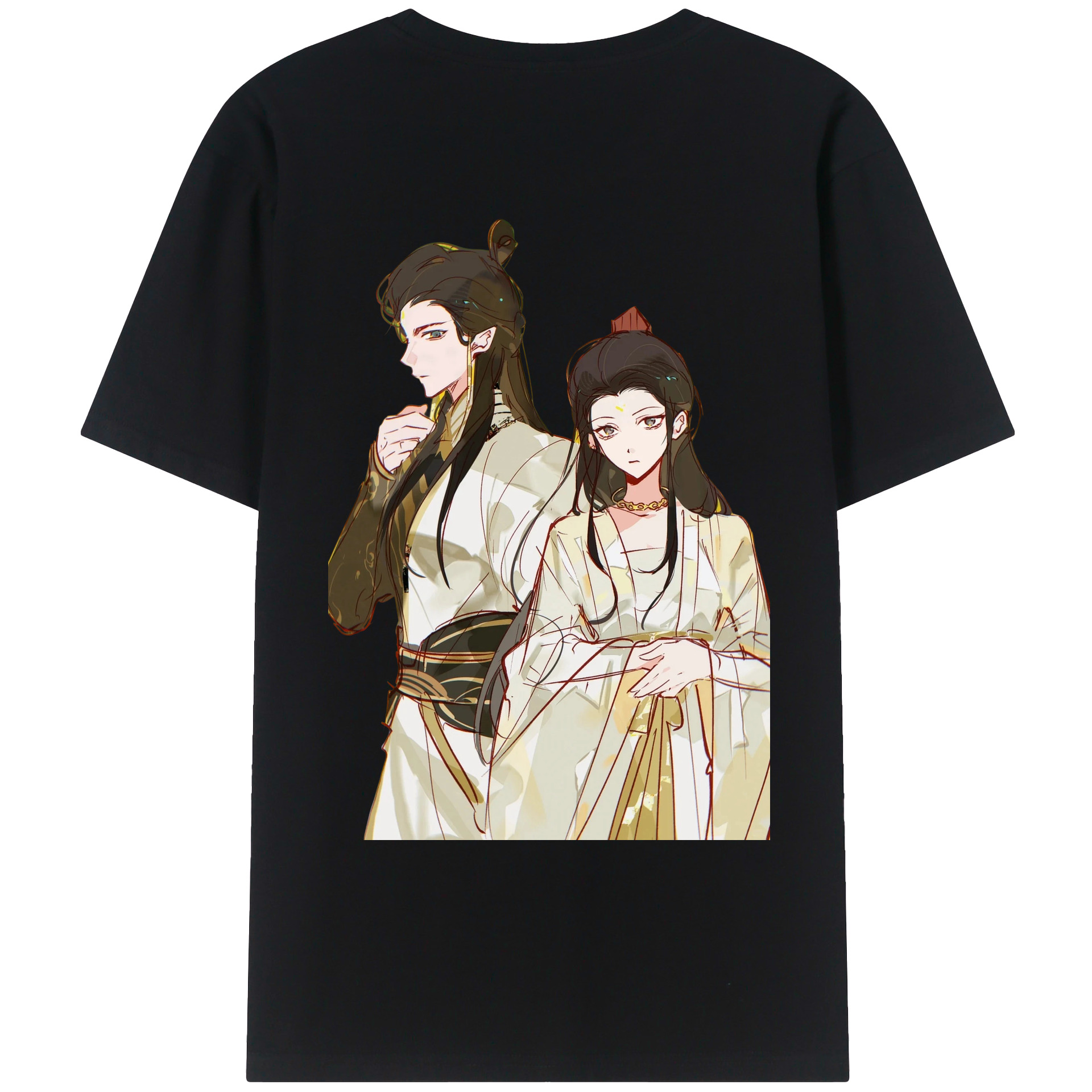 （画像用） Ne Zha 2 ナタ 魔童の大暴れ 綿100％ メンズ半袖Tシャツ（バックプリント） 通気性