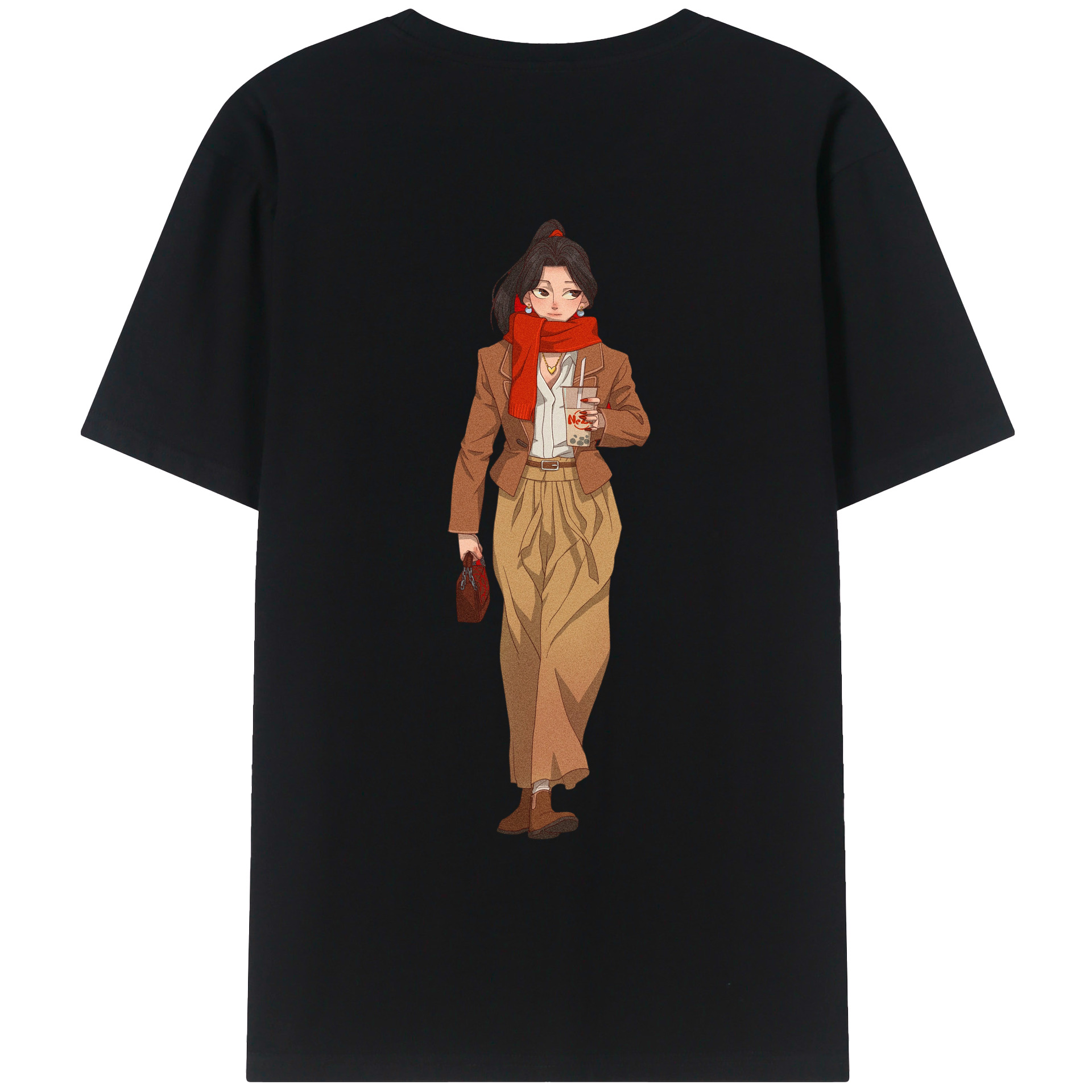 （画像用） Ne Zha 2 ナタ 魔童の大暴れ 綿100％ メンズ半袖Tシャツ（バックプリント） 通気性
