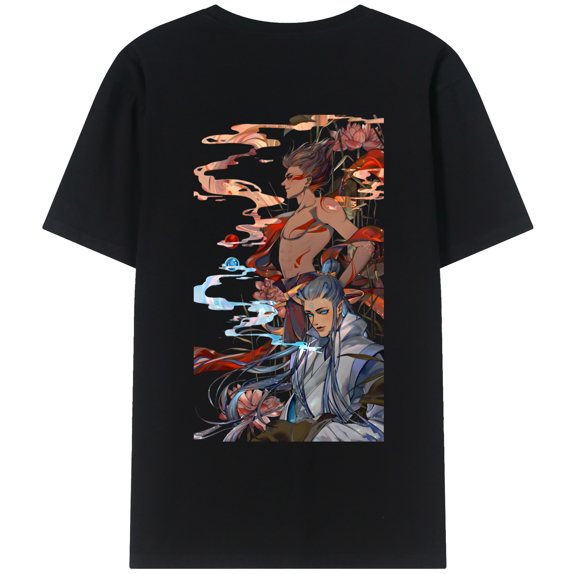 （画像用） Ne Zha 2 ナタ 魔童の大暴れ 綿100％ メンズ半袖Tシャツ（バックプリント） 通気性