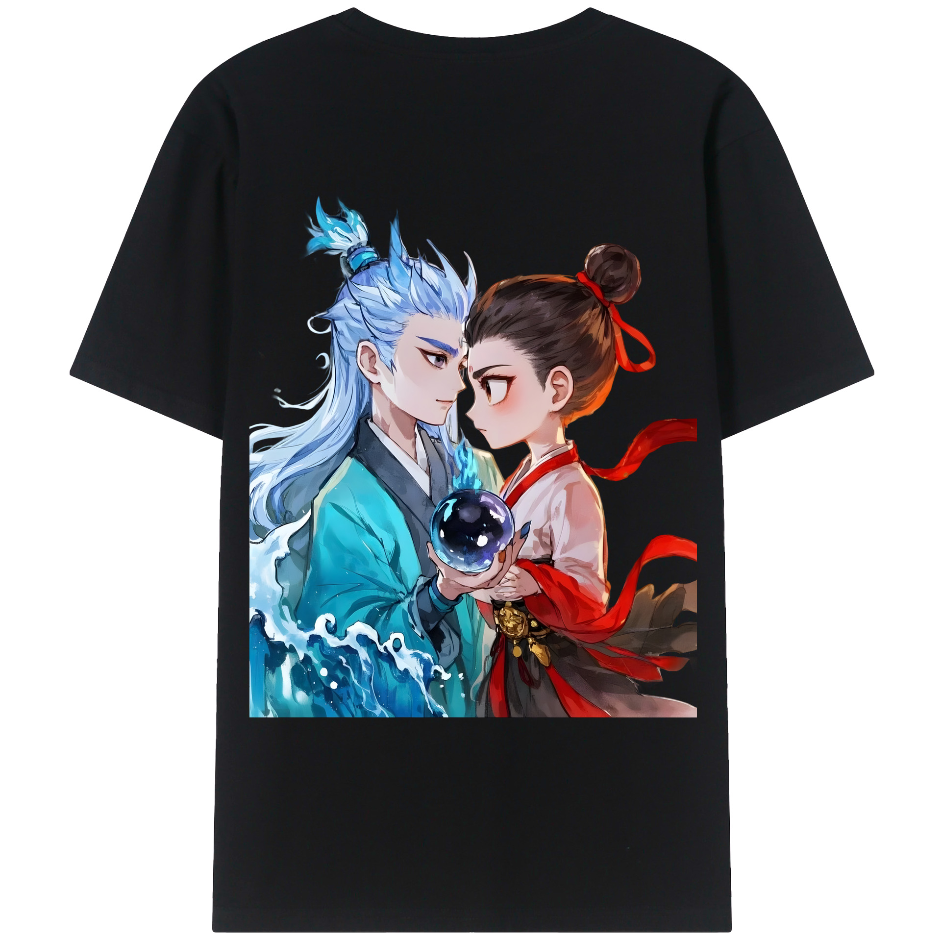 （画像用） Ne Zha 2 ナタ 魔童の大暴れ 綿100％ メンズ半袖Tシャツ（バックプリント） 通気性