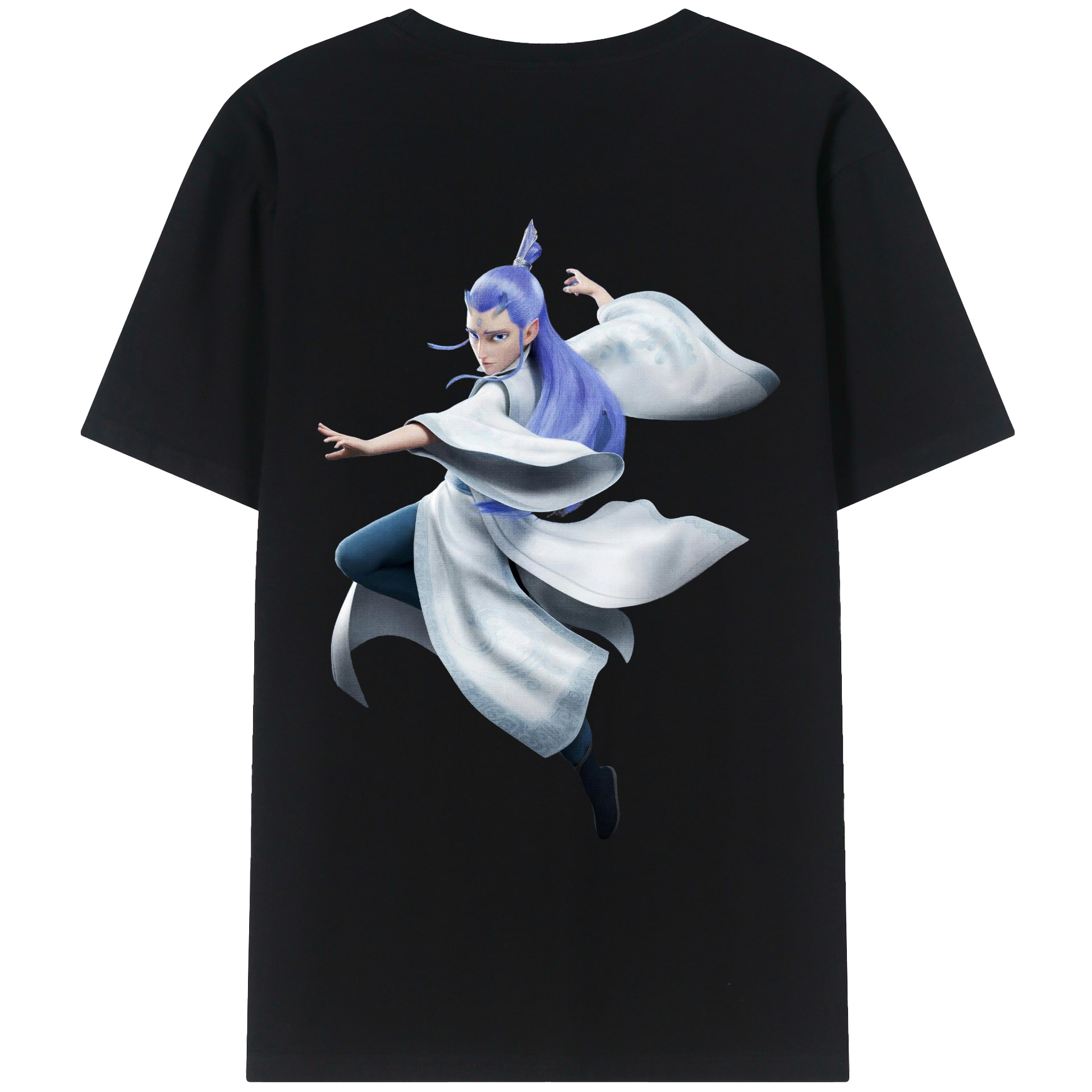 （画像用） Ne Zha 2 ナタ 魔童の大暴れ 綿100％ メンズ半袖Tシャツ（バックプリント） 通気性
