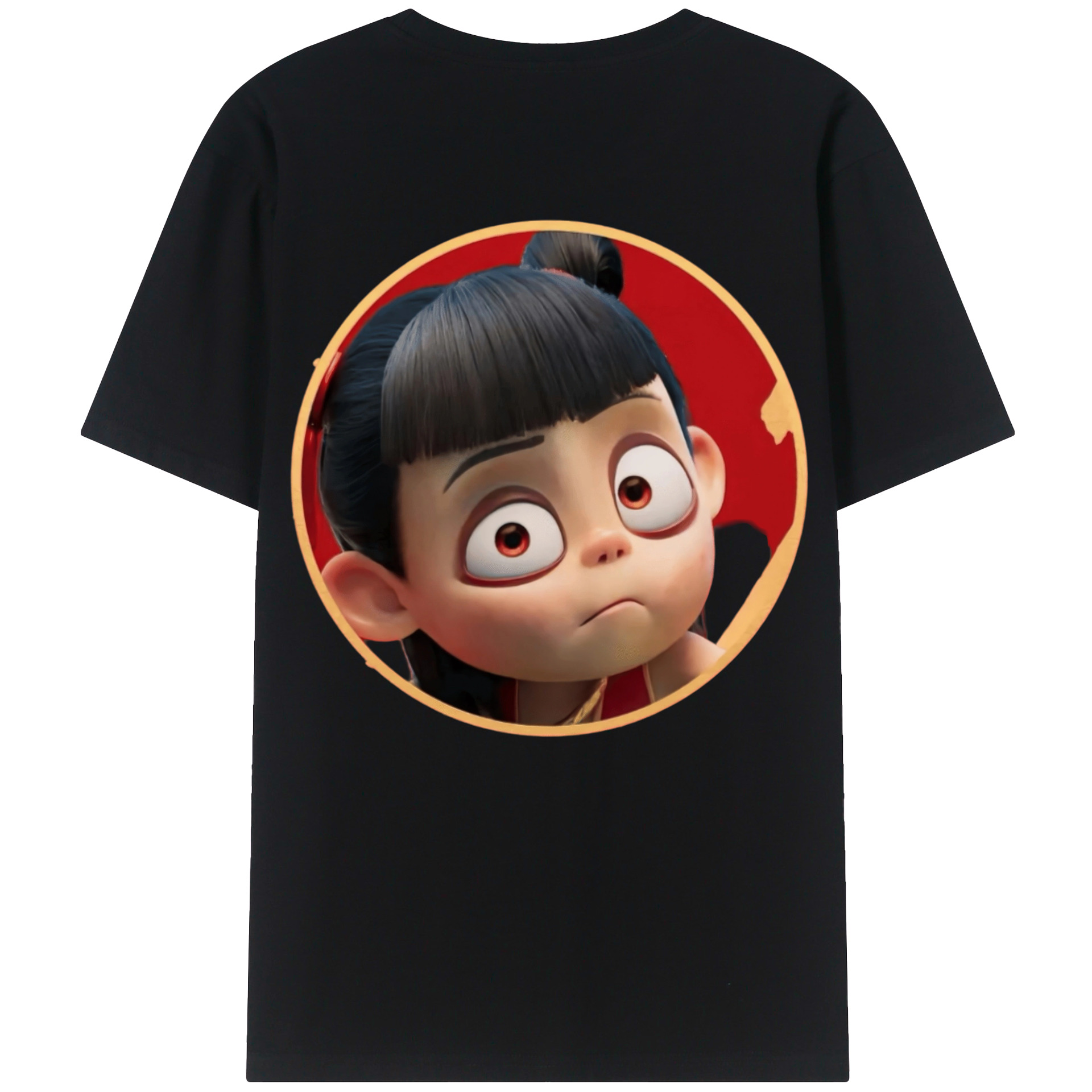 （画像用） Ne Zha 2 ナタ 魔童の大暴れ 綿100％ メンズ半袖Tシャツ（バックプリント） 通気性
