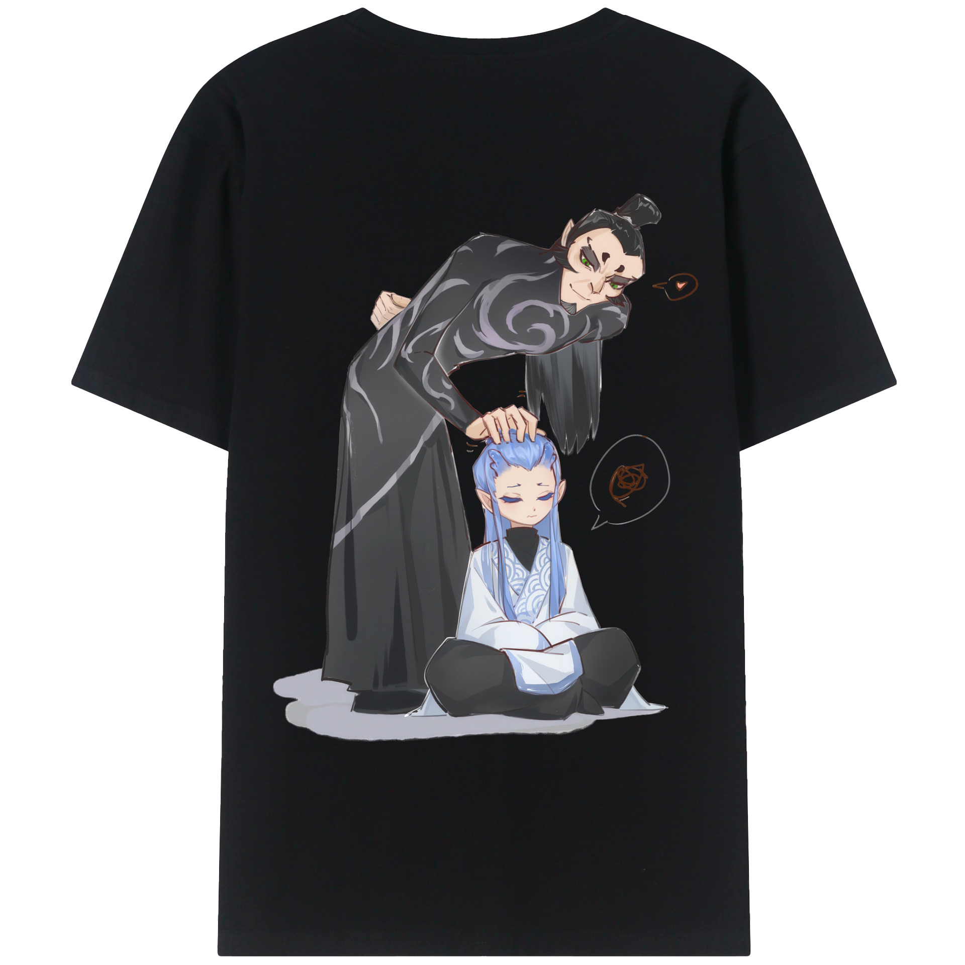 （画像用） Ne Zha 2 ナタ 魔童の大暴れ 綿100％ メンズ半袖Tシャツ（バックプリント） 通気性