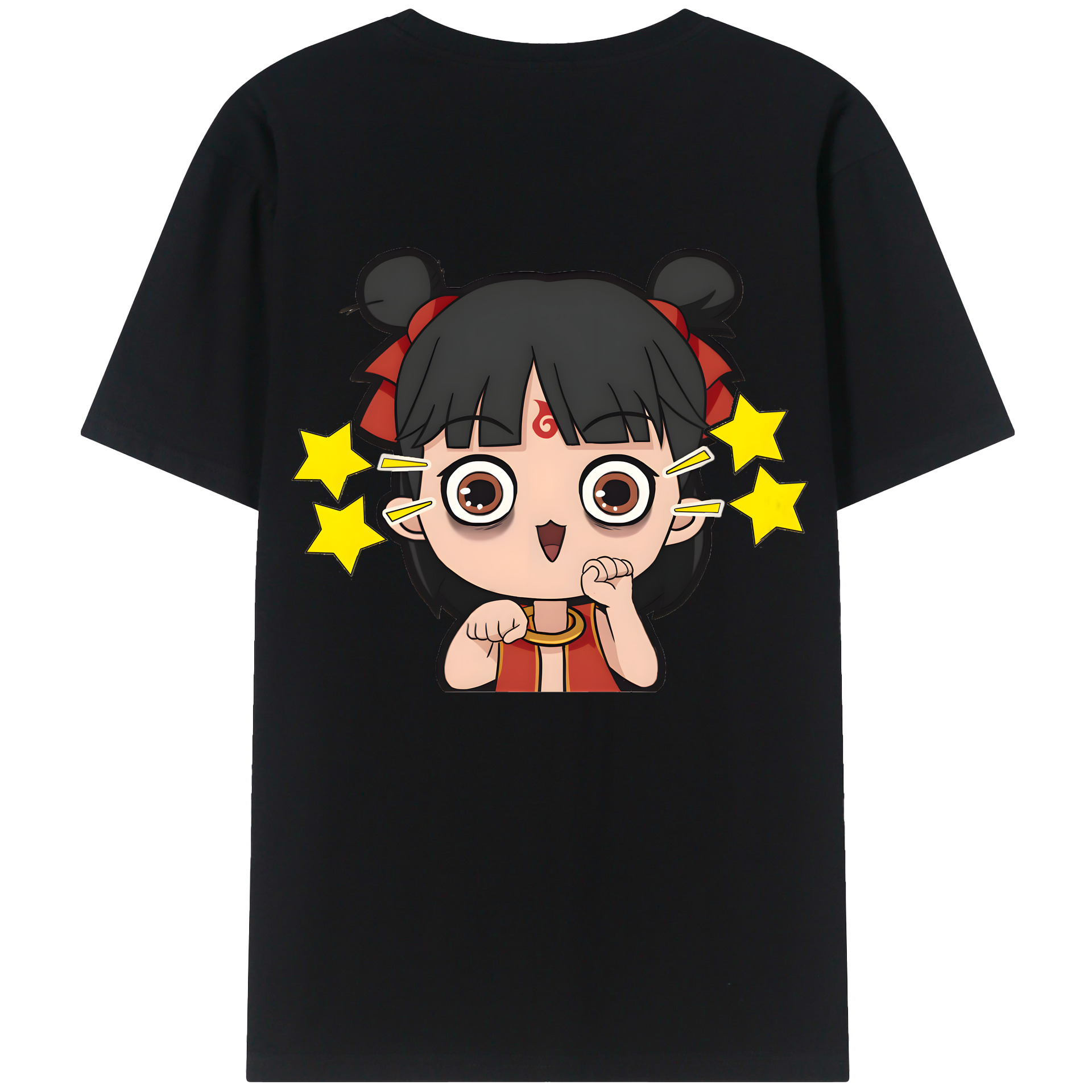 （画像用） Ne Zha 2 ナタ 魔童の大暴れ 綿100％ メンズ半袖Tシャツ（バックプリント） 通気性