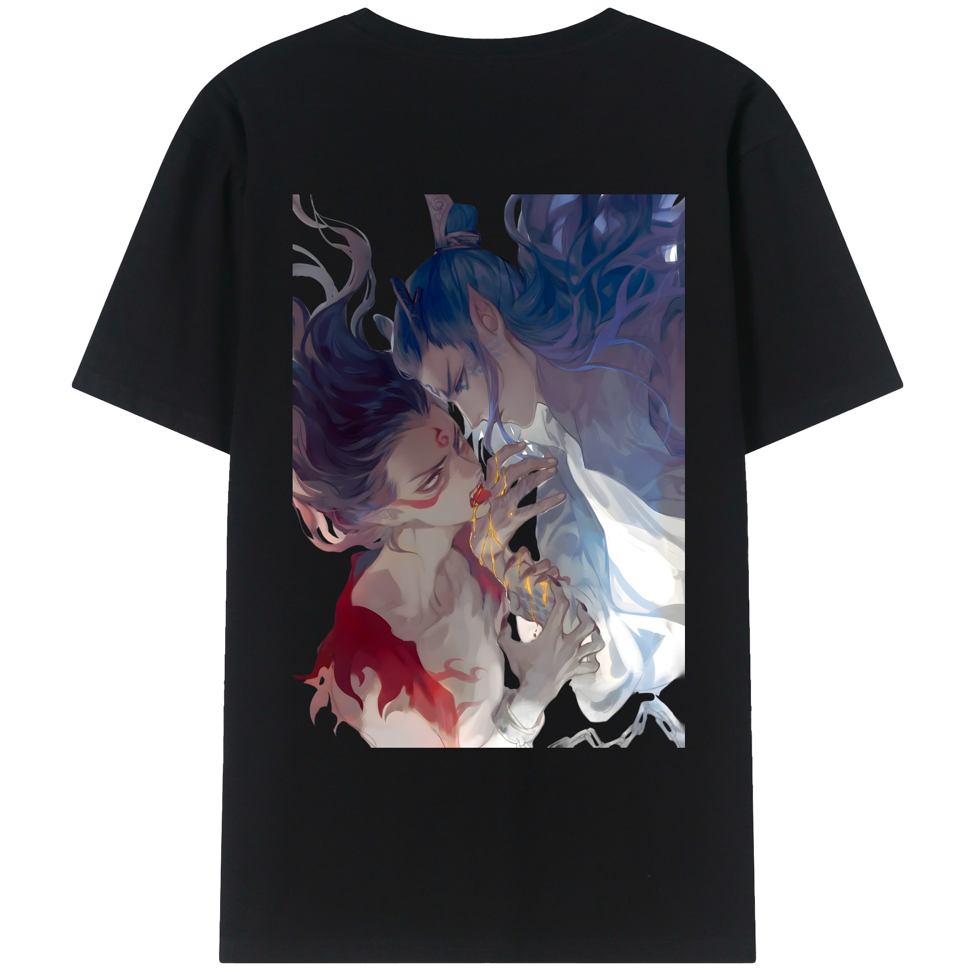 （画像用） Ne Zha 2 ナタ 魔童の大暴れ 綿100％ メンズ半袖Tシャツ（バックプリント） 通気性