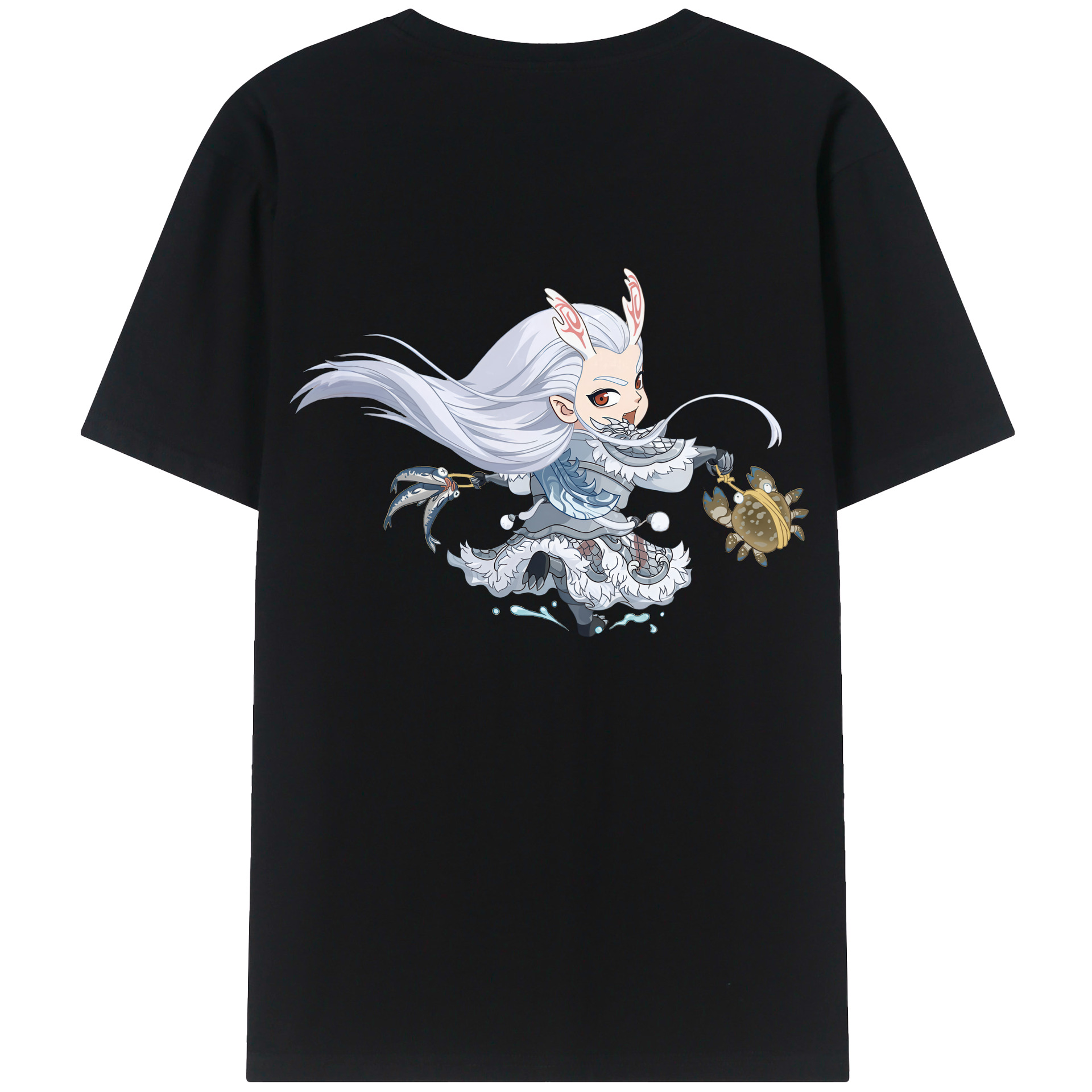 （画像用） Ne Zha 2 ナタ 魔童の大暴れ 綿100％ メンズ半袖Tシャツ（バックプリント） 通気性