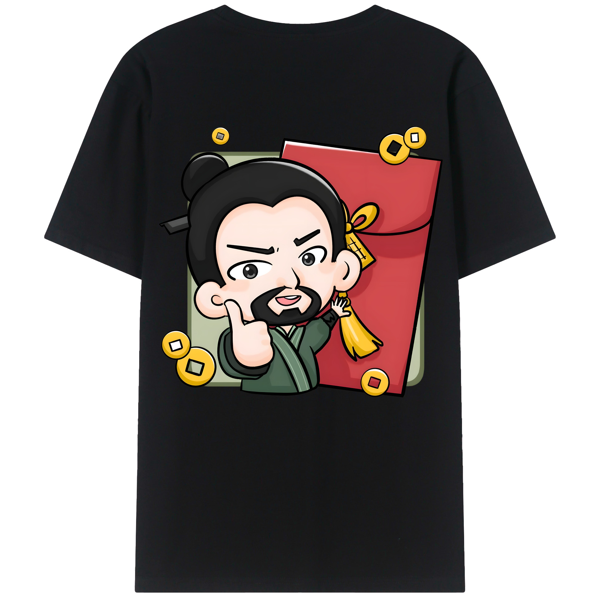 （画像用） Ne Zha 2 ナタ 魔童の大暴れ 綿100％ メンズ半袖Tシャツ（バックプリント） 通気性