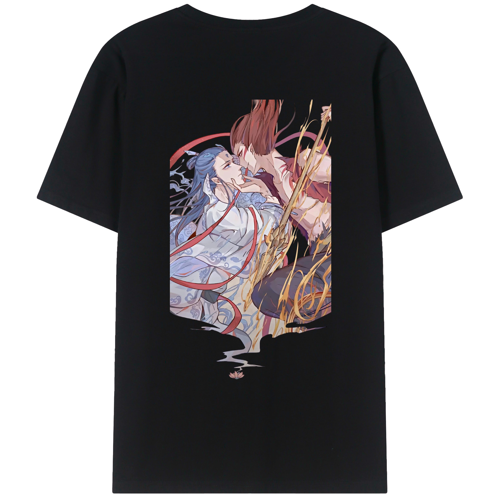 （画像用） Ne Zha 2 ナタ 魔童の大暴れ 綿100％ メンズ半袖Tシャツ（バックプリント） 通気性