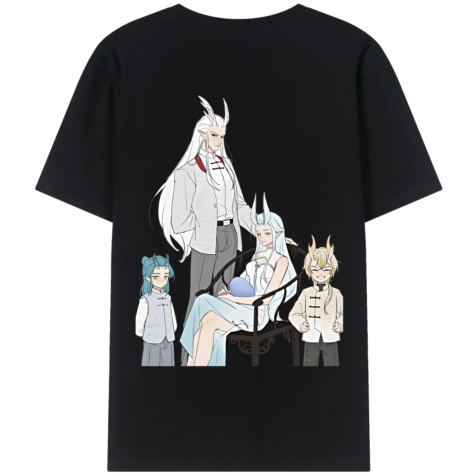 （画像用） Ne Zha 2 ナタ 魔童の大暴れ 綿100％ メンズ半袖Tシャツ（バックプリント） 通気性