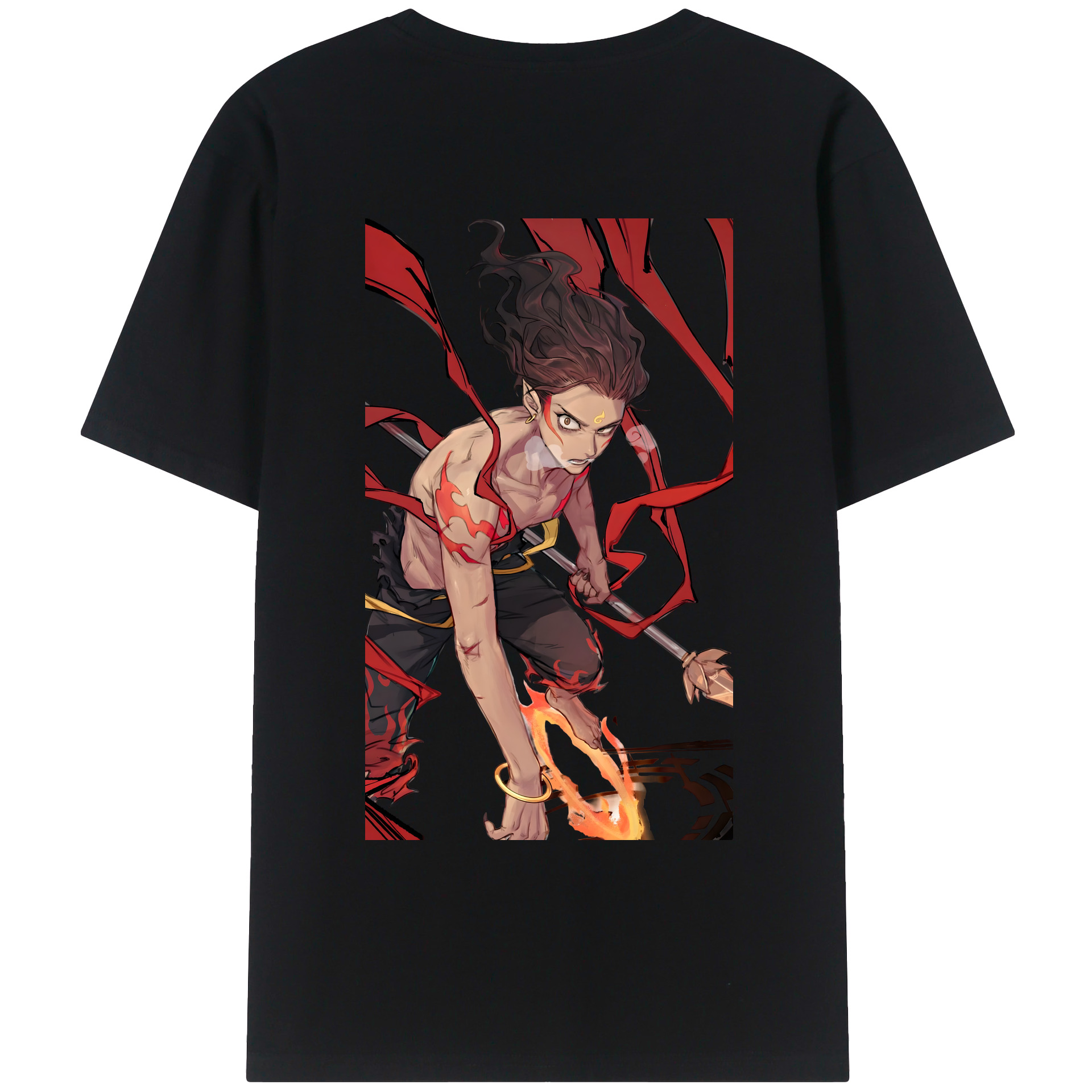 （画像用） Ne Zha 2 ナタ 魔童の大暴れ 綿100％ メンズ半袖Tシャツ（バックプリント） 通気性