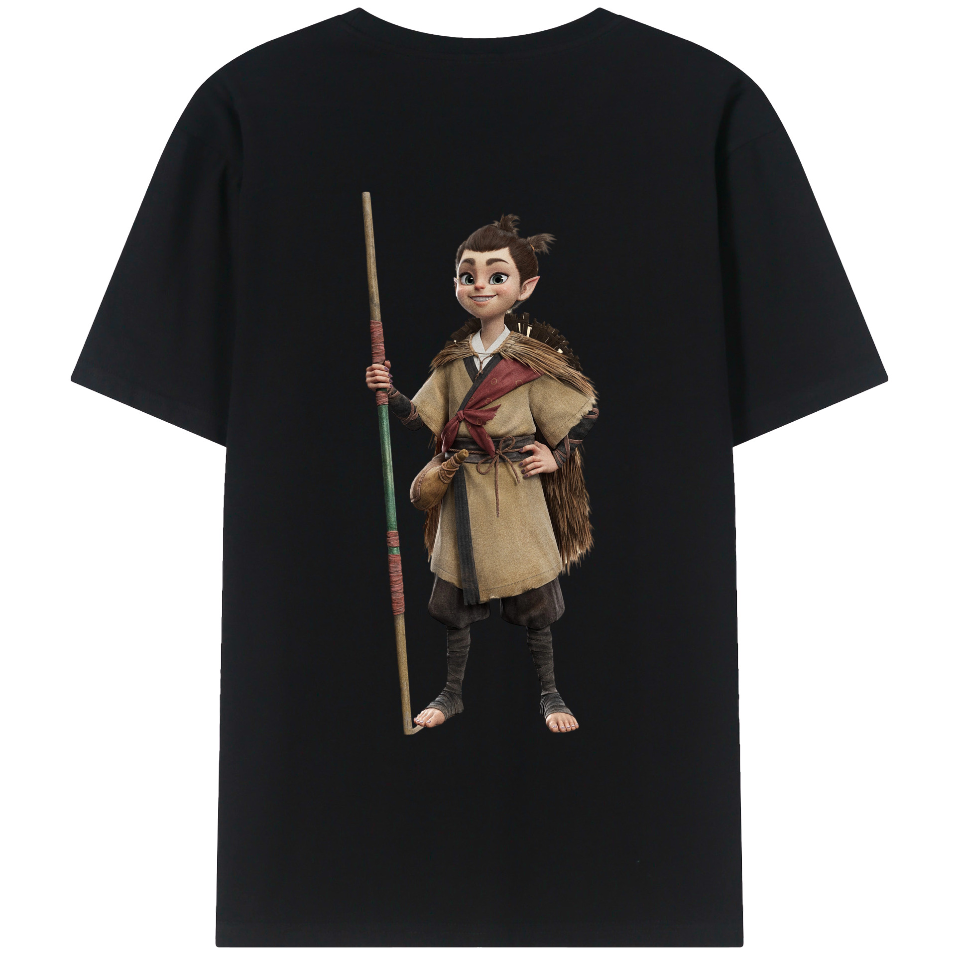 （画像用） Ne Zha 2 ナタ 魔童の大暴れ 綿100％ メンズ半袖Tシャツ（バックプリント） 通気性