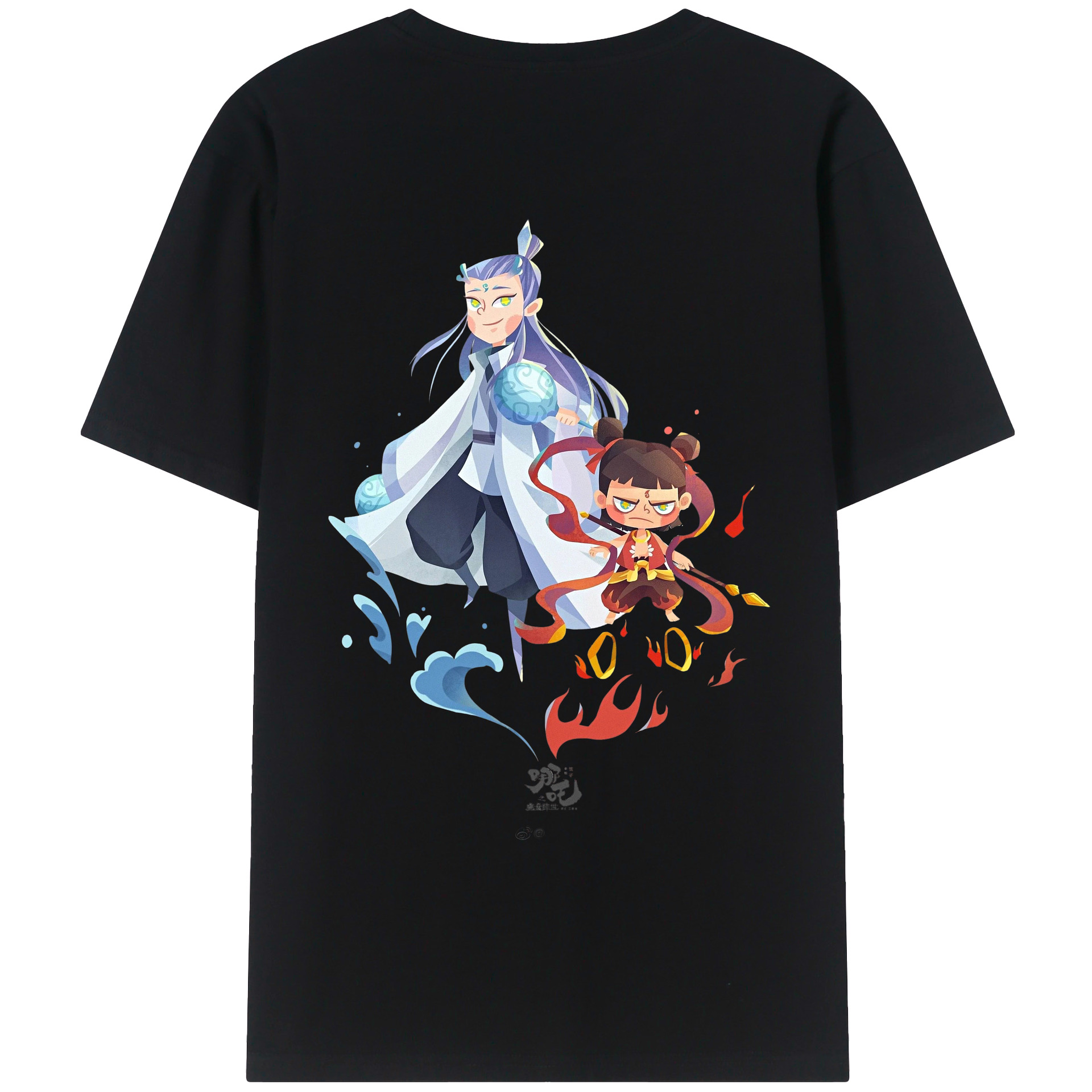 （画像用） Ne Zha 2 ナタ 魔童の大暴れ 綿100％ メンズ半袖Tシャツ（バックプリント） 通気性