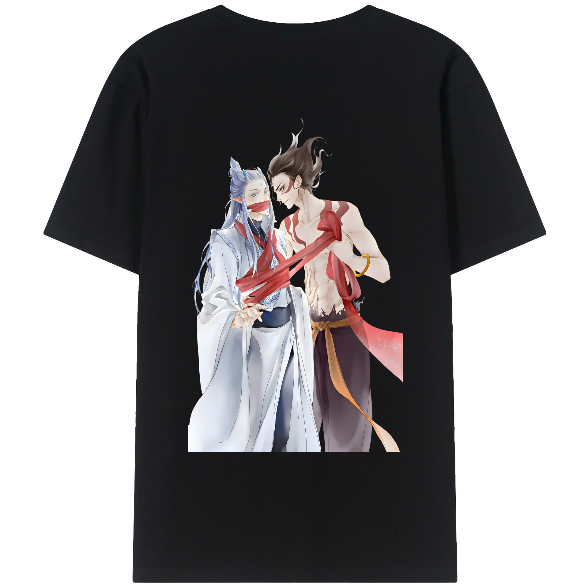 （画像用） Ne Zha 2 ナタ 魔童の大暴れ 綿100％ メンズ半袖Tシャツ（バックプリント） 通気性