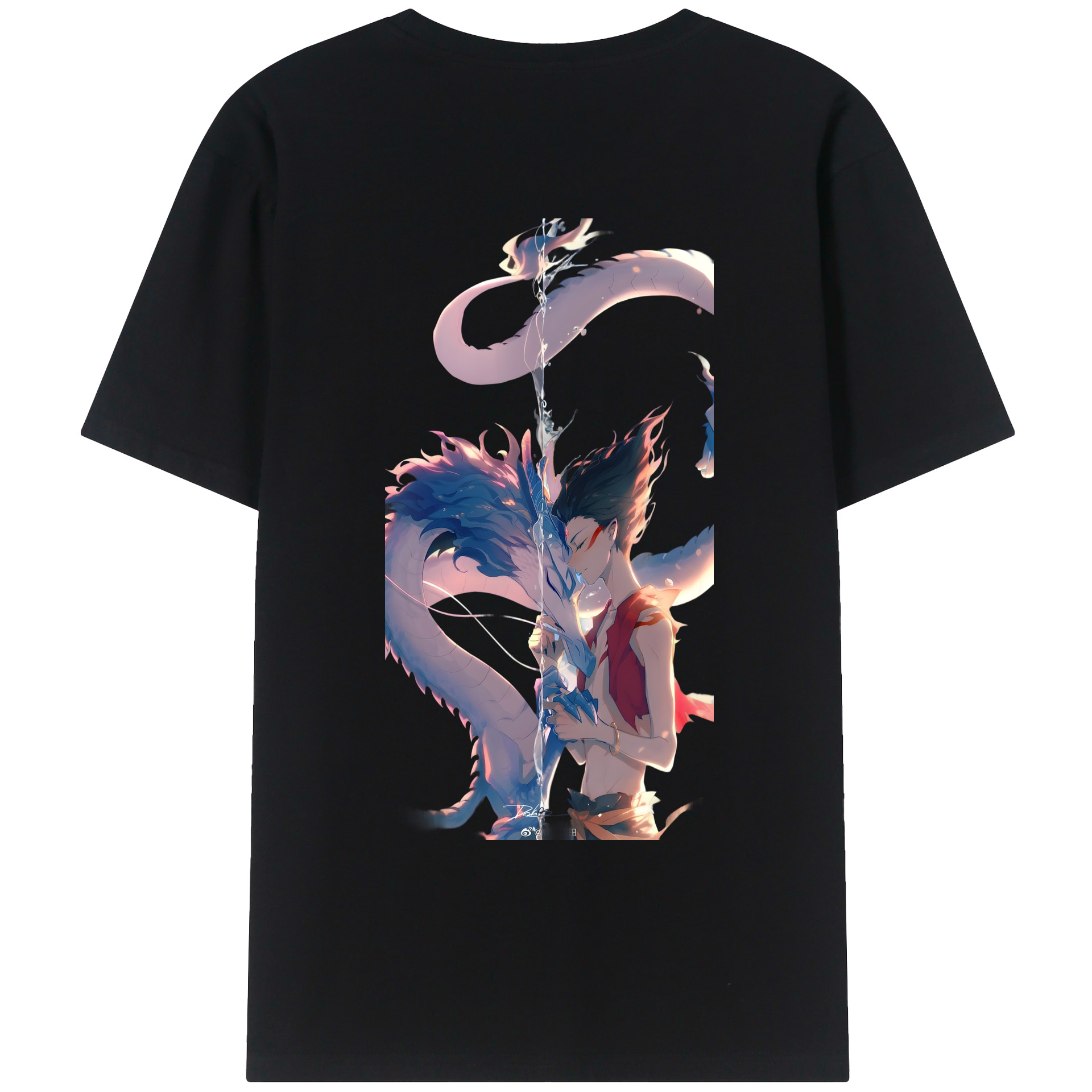 （画像用） Ne Zha 2 ナタ 魔童の大暴れ 綿100％ メンズ半袖Tシャツ（バックプリント） 通気性