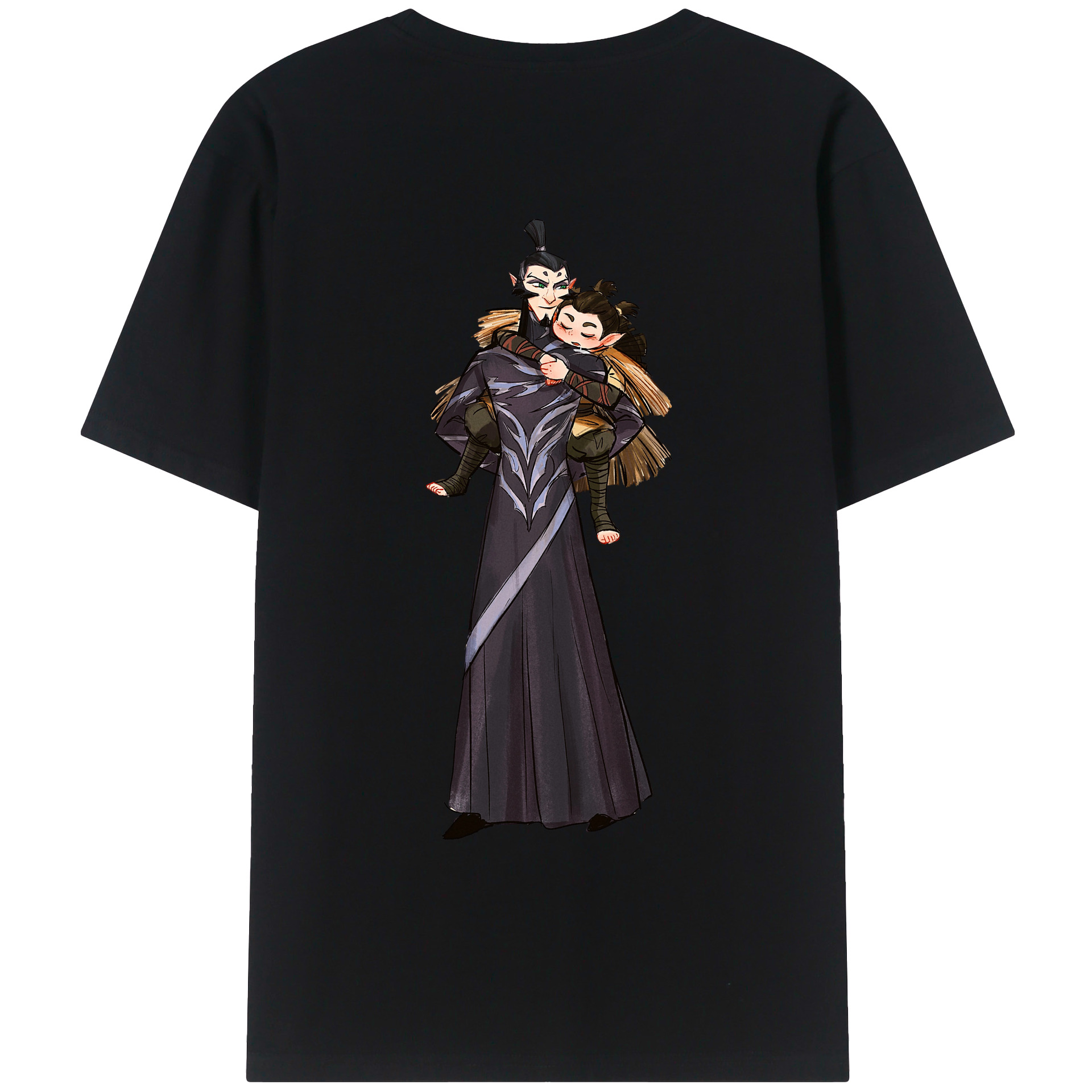 （画像用） Ne Zha 2 ナタ 魔童の大暴れ 綿100％ メンズ半袖Tシャツ（バックプリント） 通気性