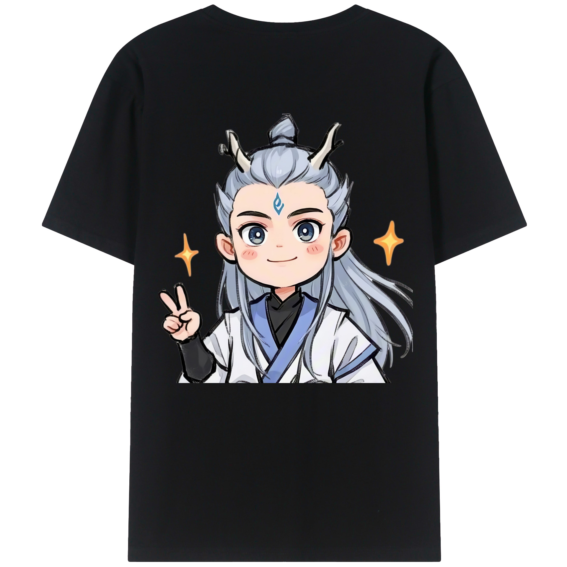 （画像用） Ne Zha 2 ナタ 魔童の大暴れ 綿100％ メンズ半袖Tシャツ（バックプリント） 通気性