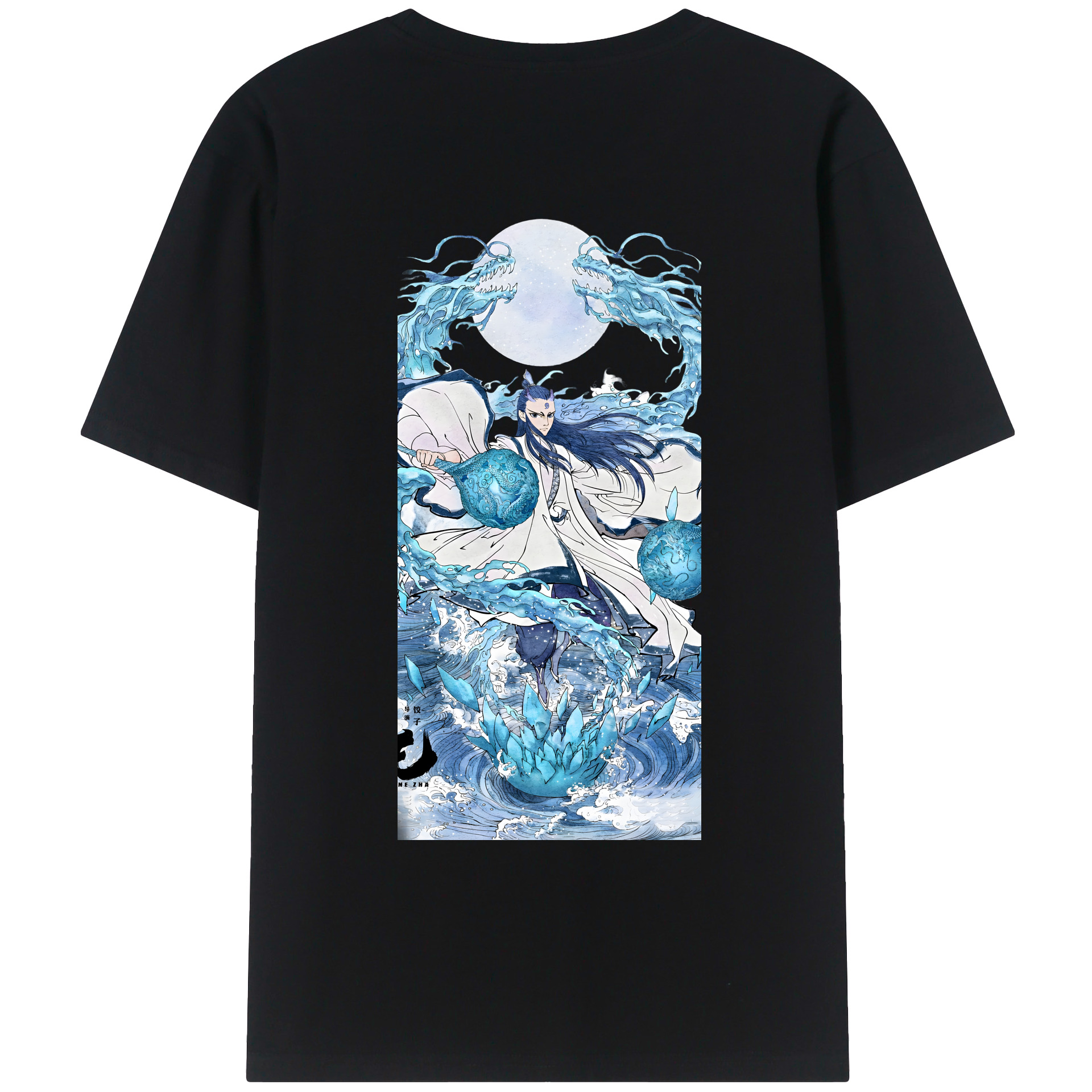 （画像用） Ne Zha 2 ナタ 魔童の大暴れ 綿100％ メンズ半袖Tシャツ（バックプリント） 通気性