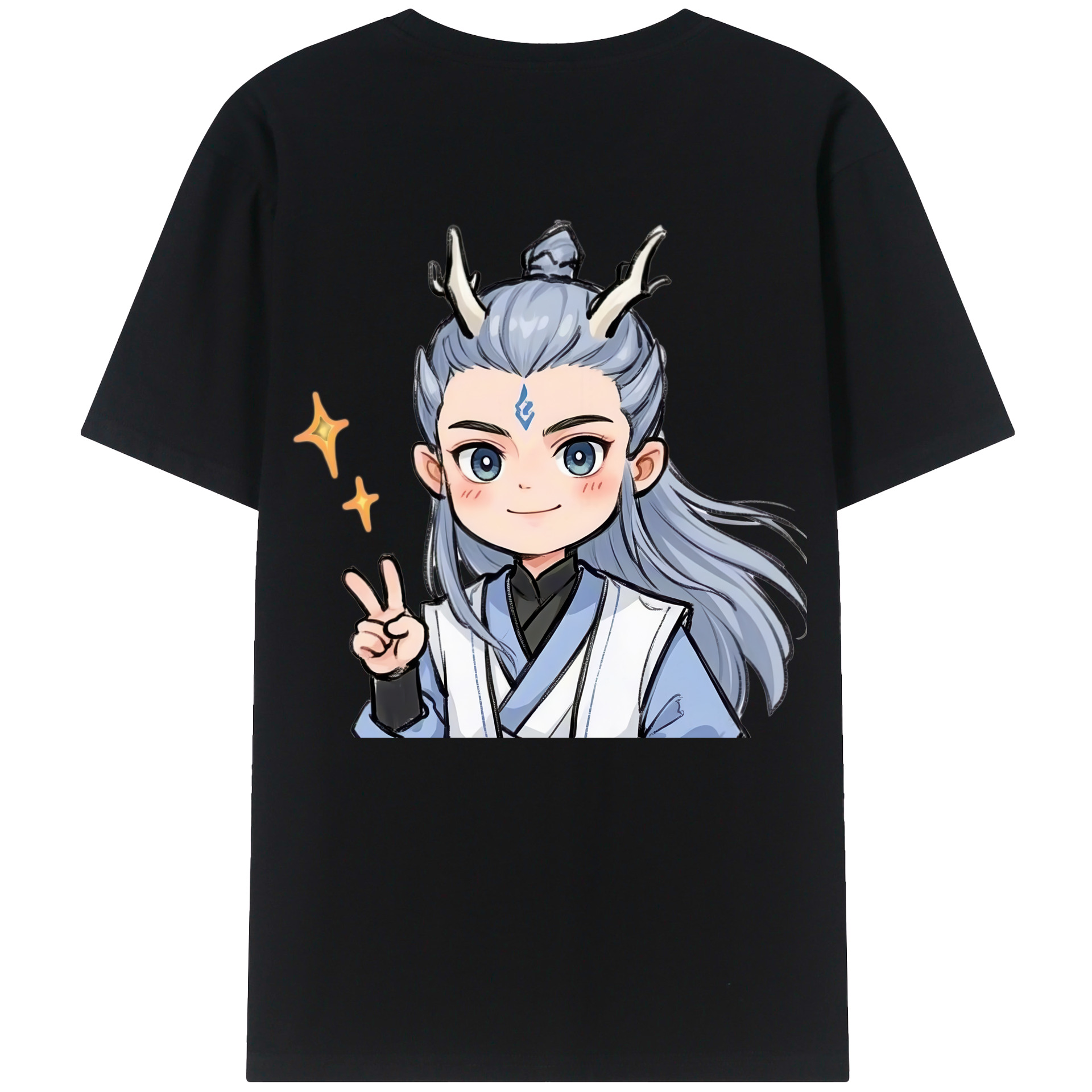（画像用） Ne Zha 2 ナタ 魔童の大暴れ 綿100％ メンズ半袖Tシャツ（バックプリント） 通気性