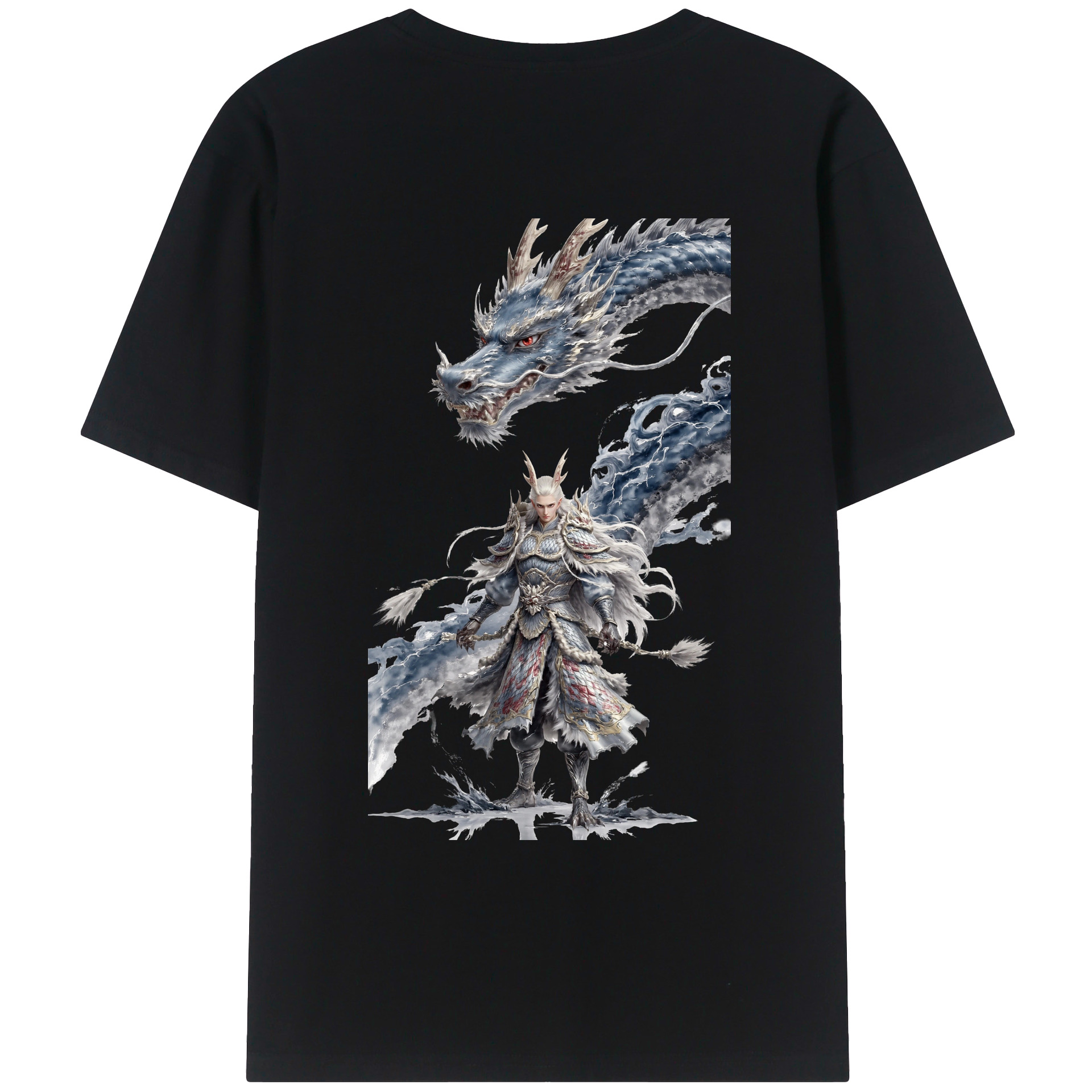 （画像用） Ne Zha 2 ナタ 魔童の大暴れ 綿100％ メンズ半袖Tシャツ（バックプリント） 通気性