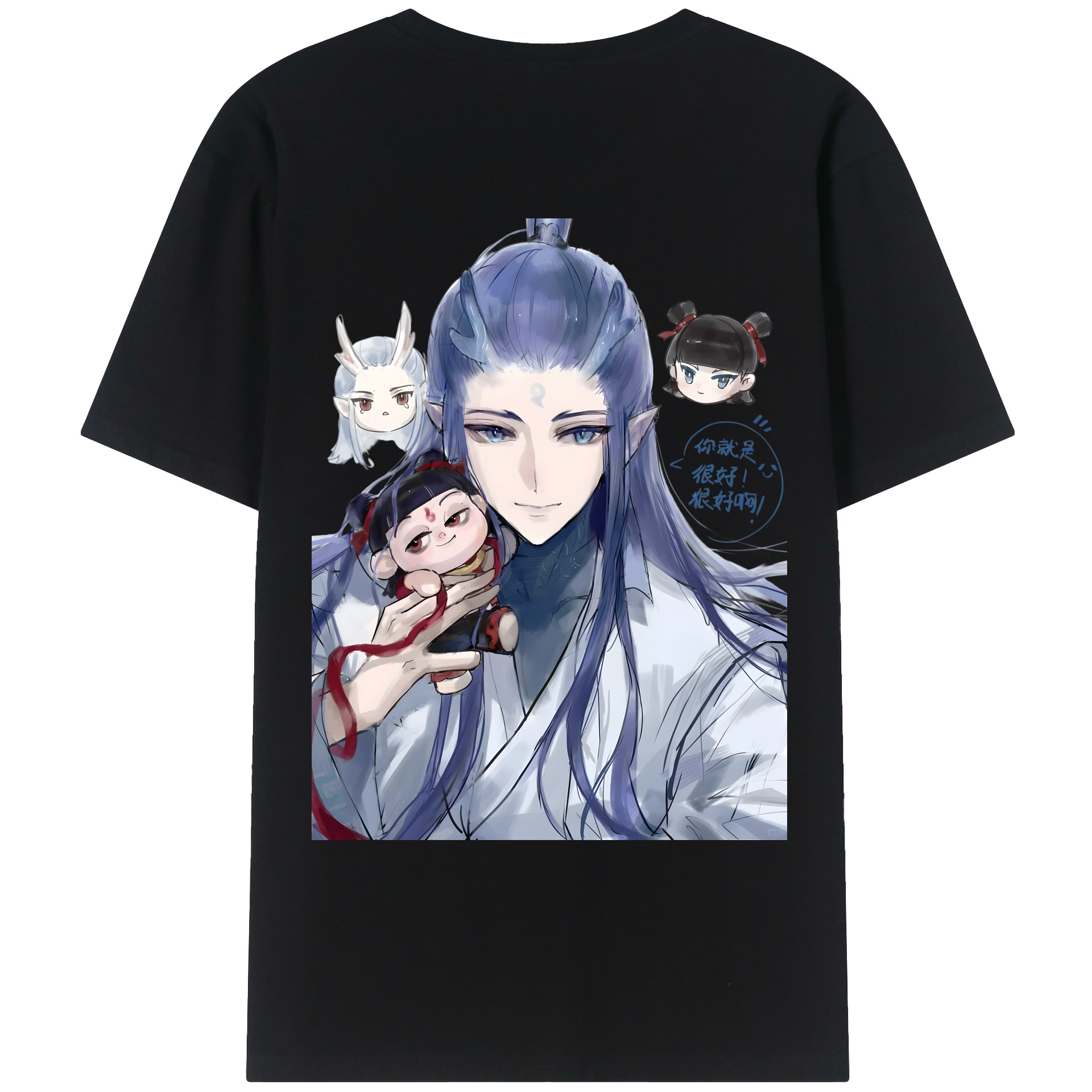 （画像用） Ne Zha 2 ナタ 魔童の大暴れ 綿100％ メンズ半袖Tシャツ（バックプリント） 通気性