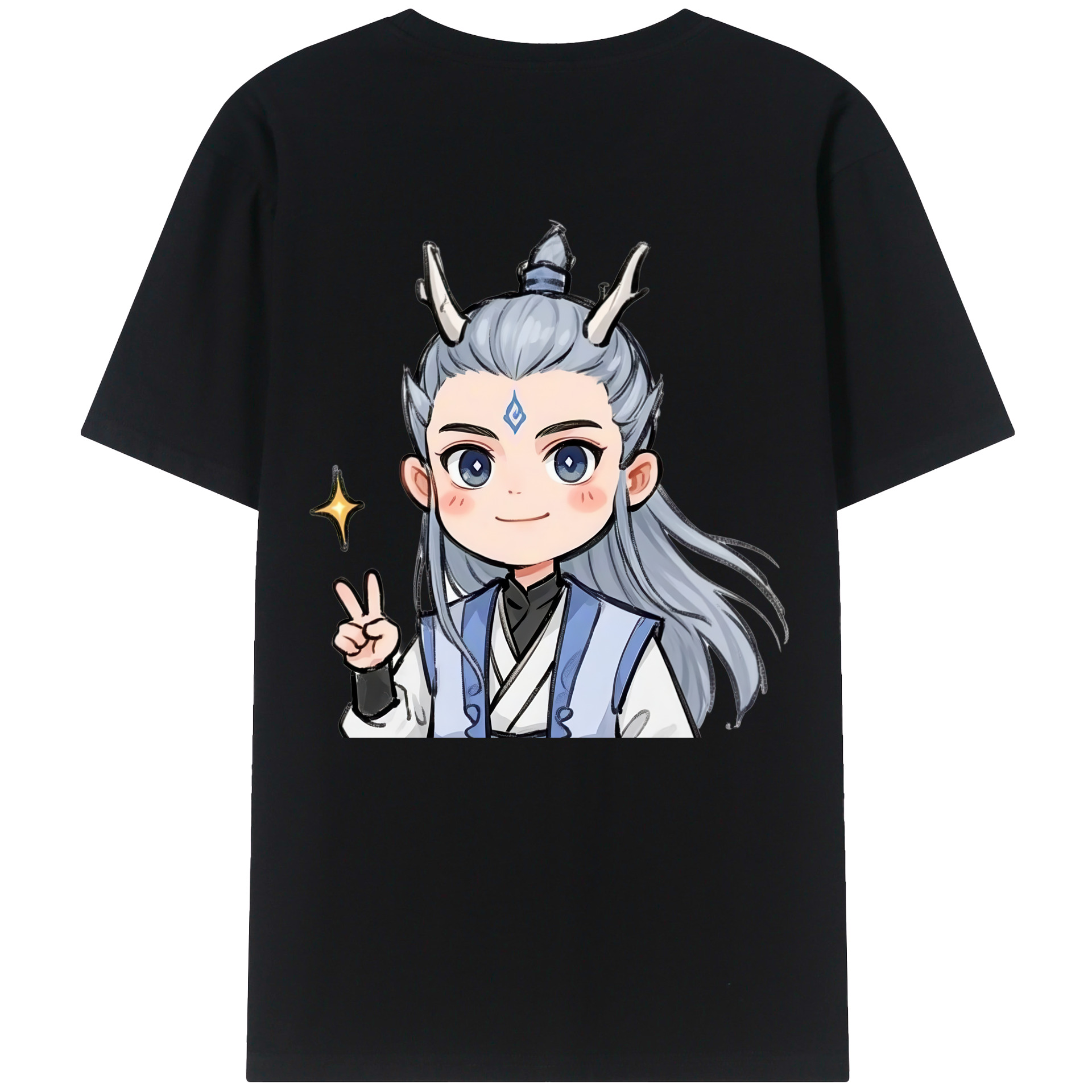 （画像用） Ne Zha 2 ナタ 魔童の大暴れ 綿100％ メンズ半袖Tシャツ（バックプリント） 通気性
