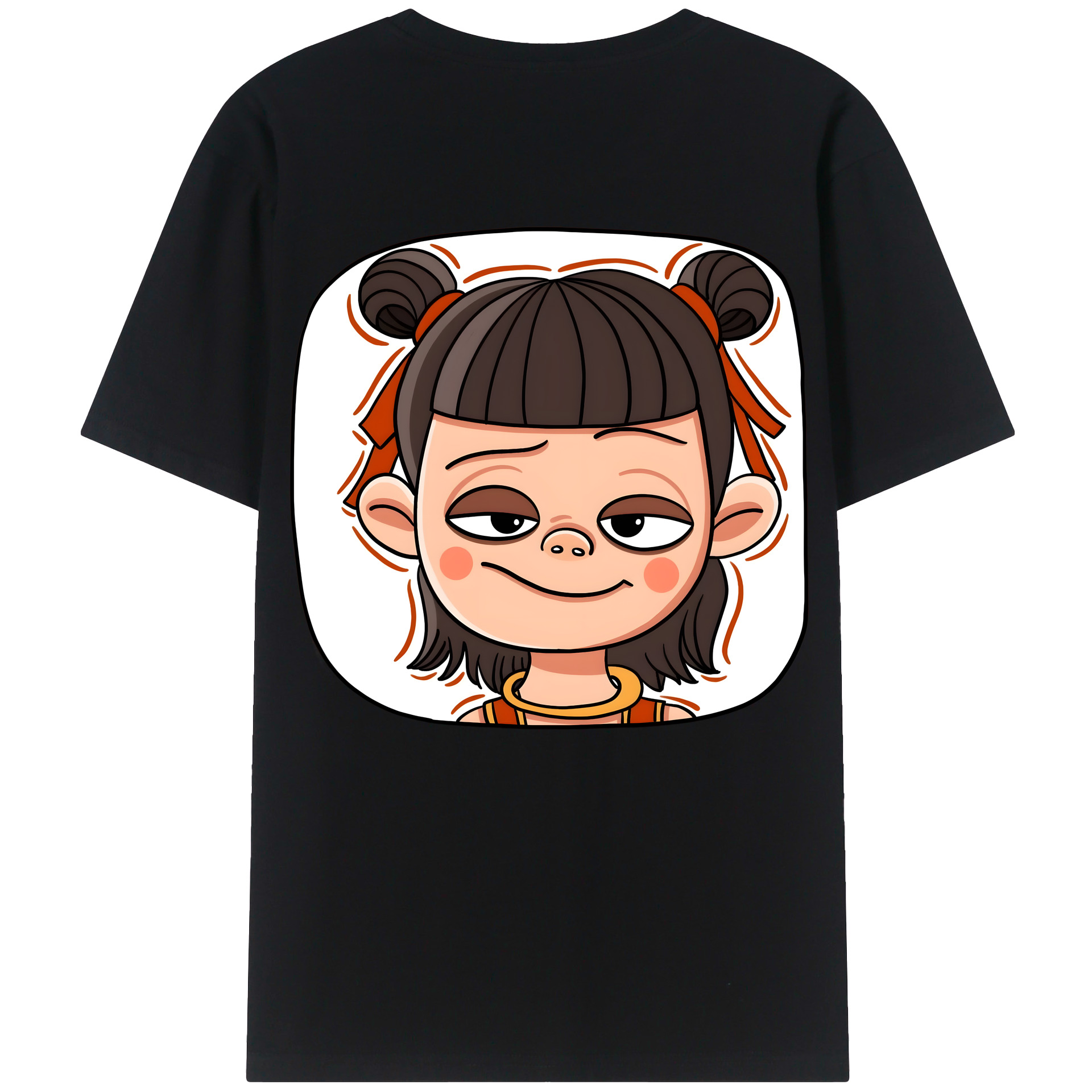 （画像用） Ne Zha 2 ナタ 魔童の大暴れ 綿100％ メンズ半袖Tシャツ（バックプリント） 通気性