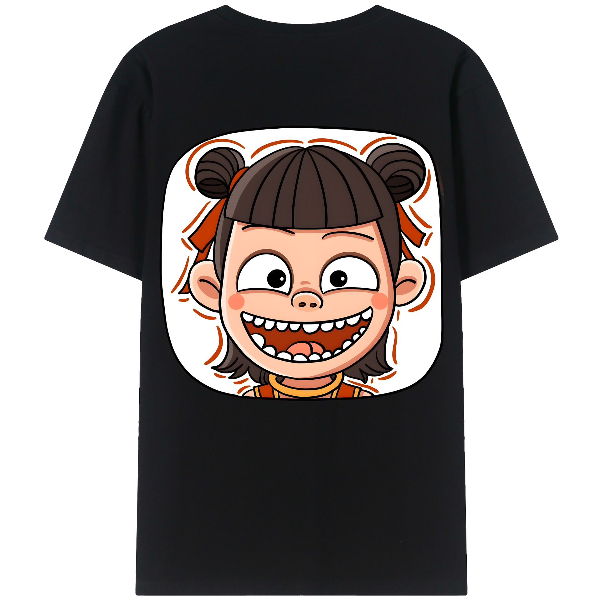 （画像用） Ne Zha 2 ナタ 魔童の大暴れ 綿100％ メンズ半袖Tシャツ（バックプリント） 通気性