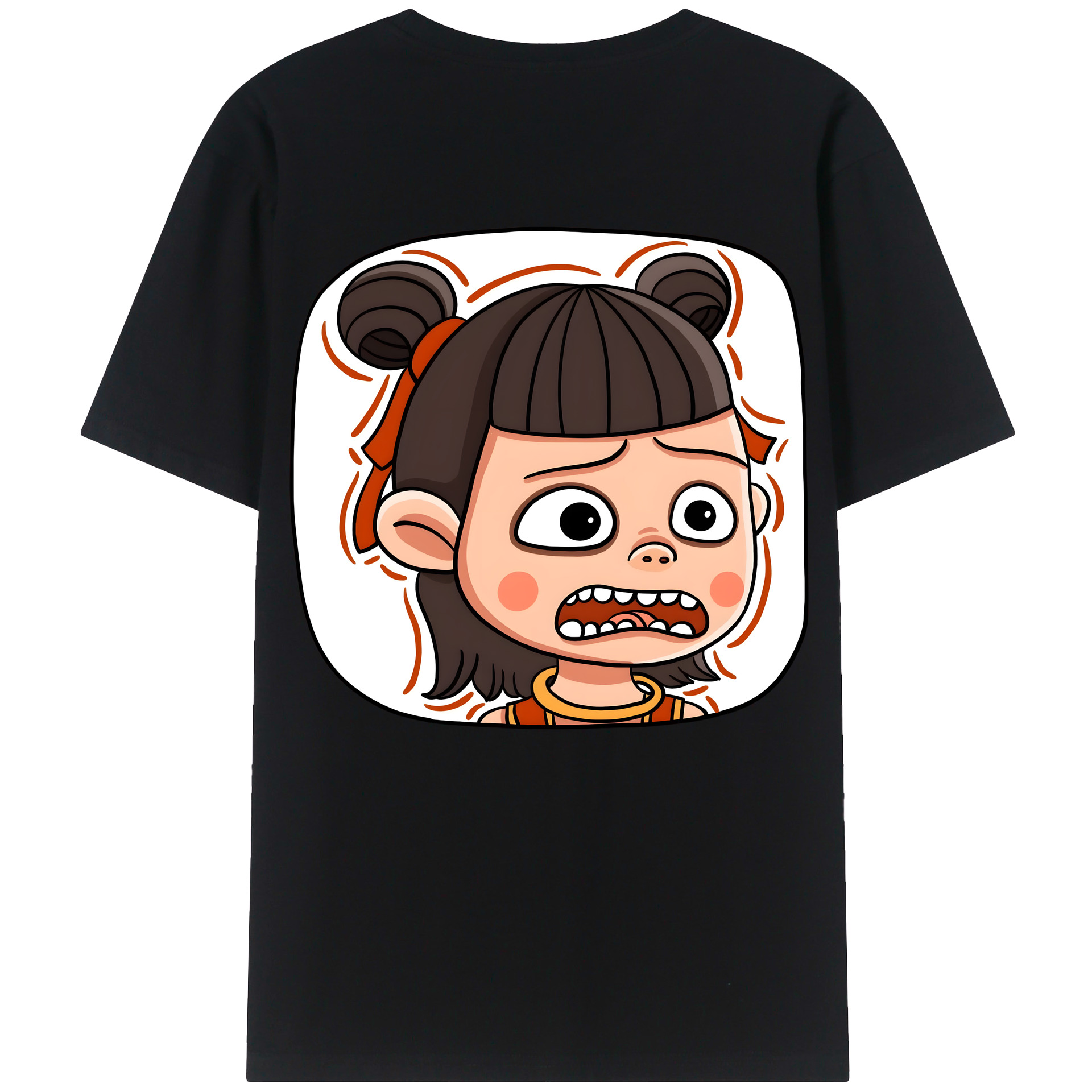 （画像用） Ne Zha 2 ナタ 魔童の大暴れ 綿100％ メンズ半袖Tシャツ（バックプリント） 通気性