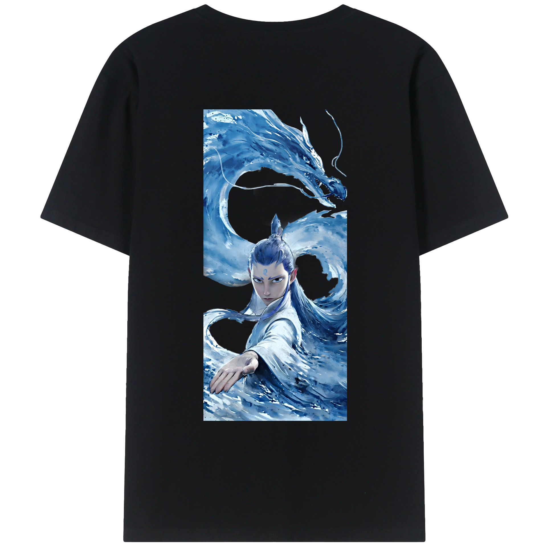 （画像用） Ne Zha 2 ナタ 魔童の大暴れ 綿100％ メンズ半袖Tシャツ（バックプリント） 通気性