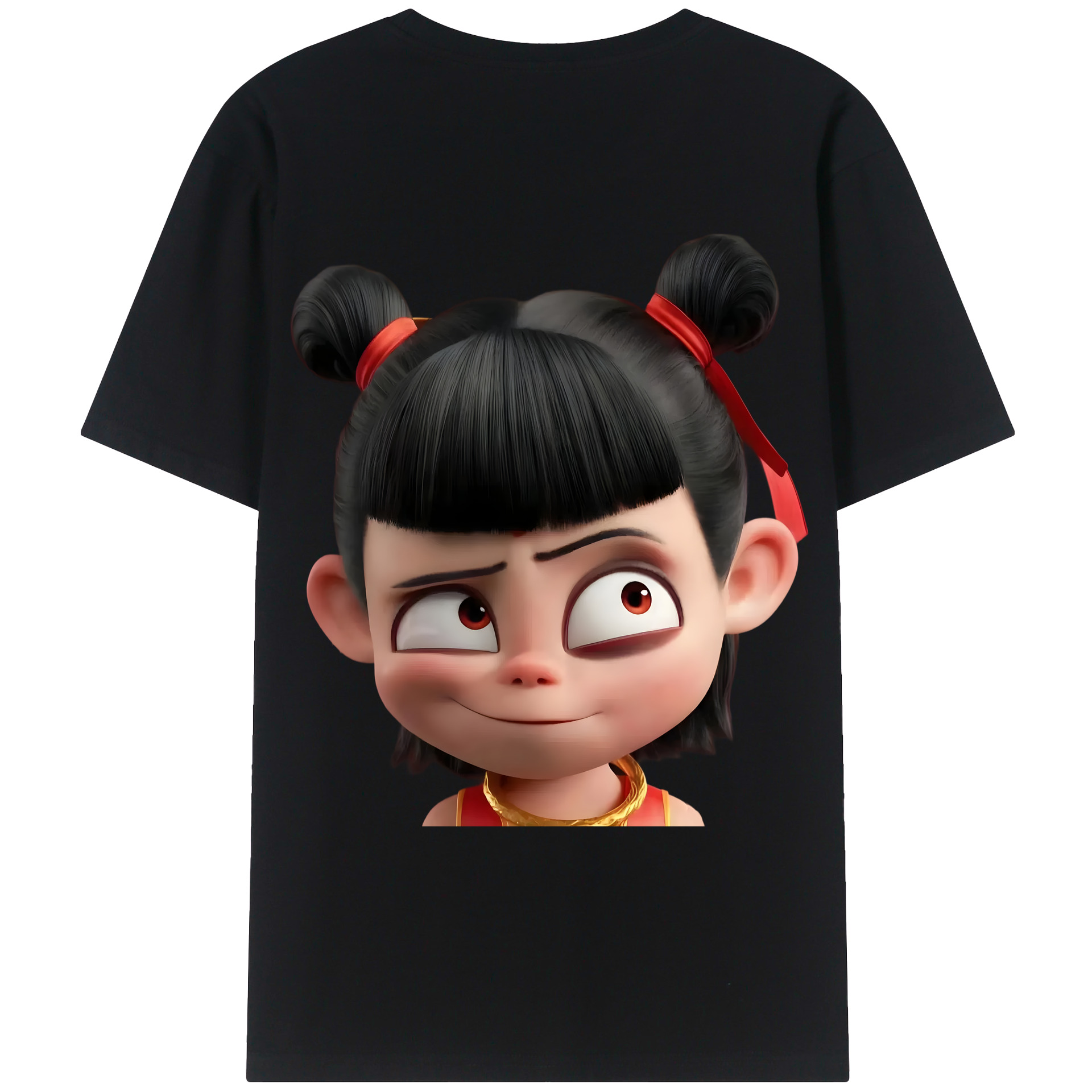 （画像用） Ne Zha 2 ナタ 魔童の大暴れ 綿100％ メンズ半袖Tシャツ（バックプリント） 通気性