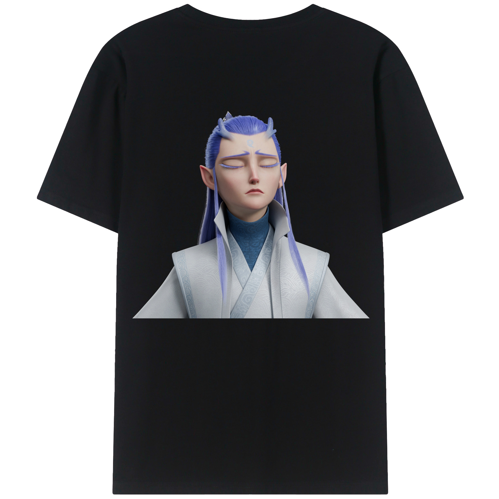 （画像用） Ne Zha 2 ナタ 魔童の大暴れ 綿100％ メンズ半袖Tシャツ（バックプリント） 通気性