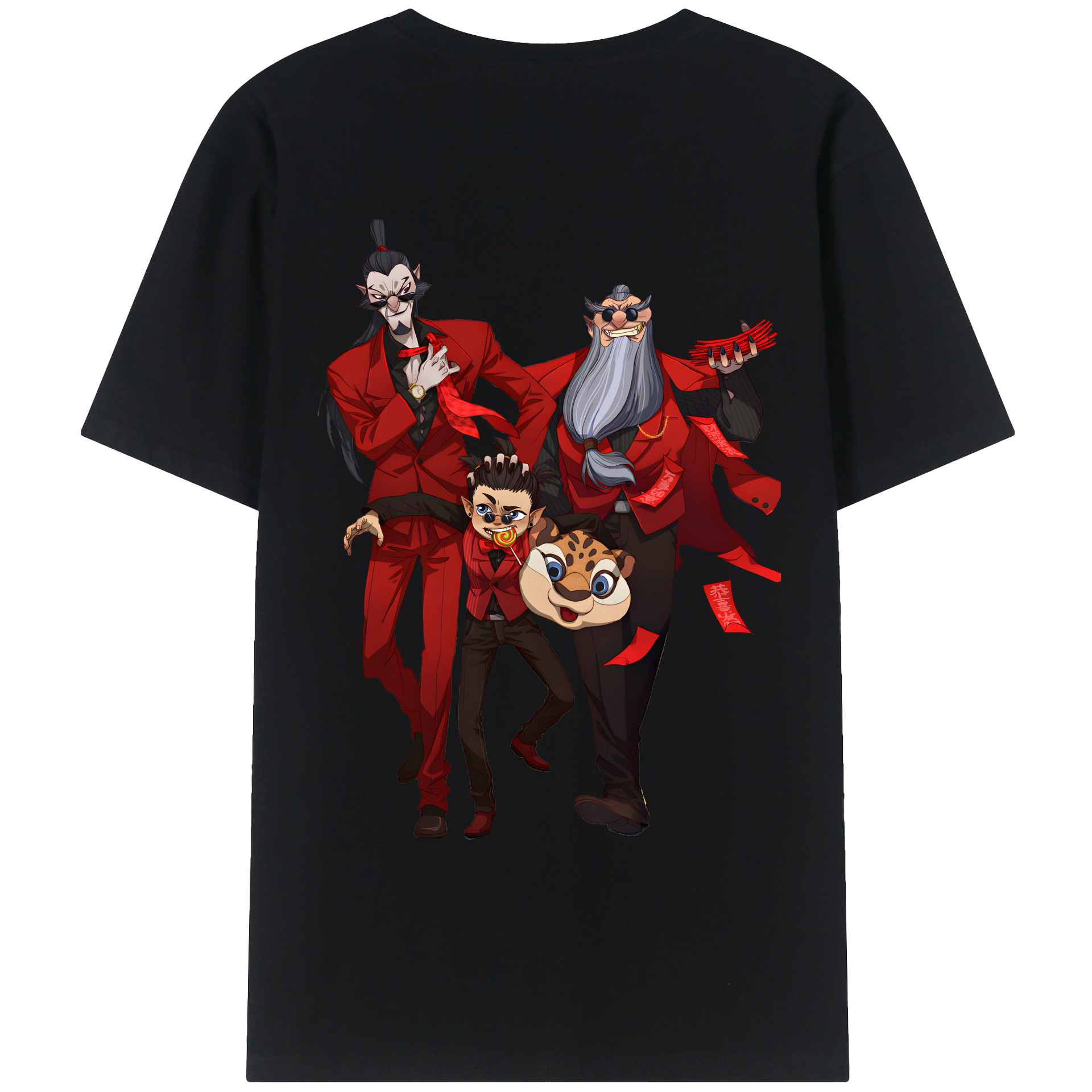（画像用） Ne Zha 2 ナタ 魔童の大暴れ 綿100％ メンズ半袖Tシャツ（バックプリント） 通気性