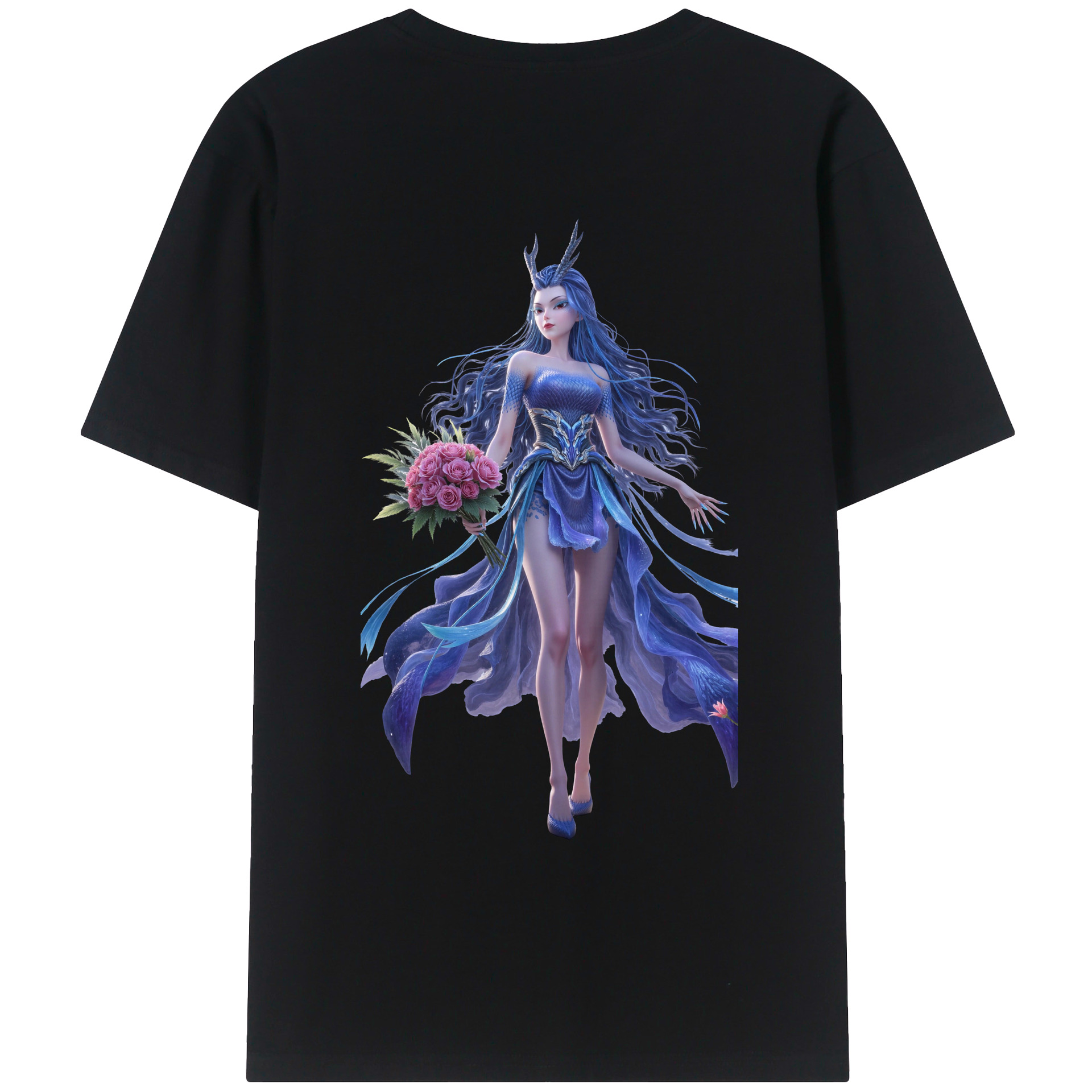 （画像用） Ne Zha 2 ナタ 魔童の大暴れ 綿100％ メンズ半袖Tシャツ（バックプリント） 通気性