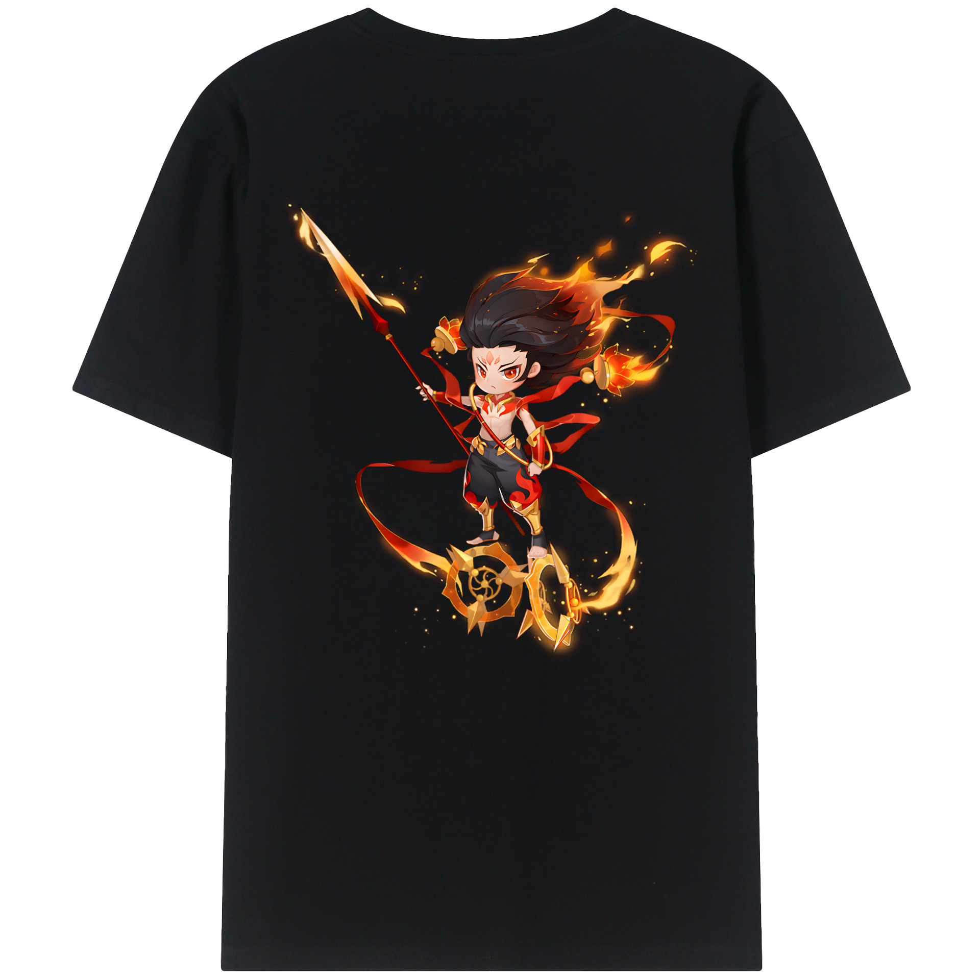 （画像用） Ne Zha 2 ナタ 魔童の大暴れ 綿100％ メンズ半袖Tシャツ（バックプリント） 通気性