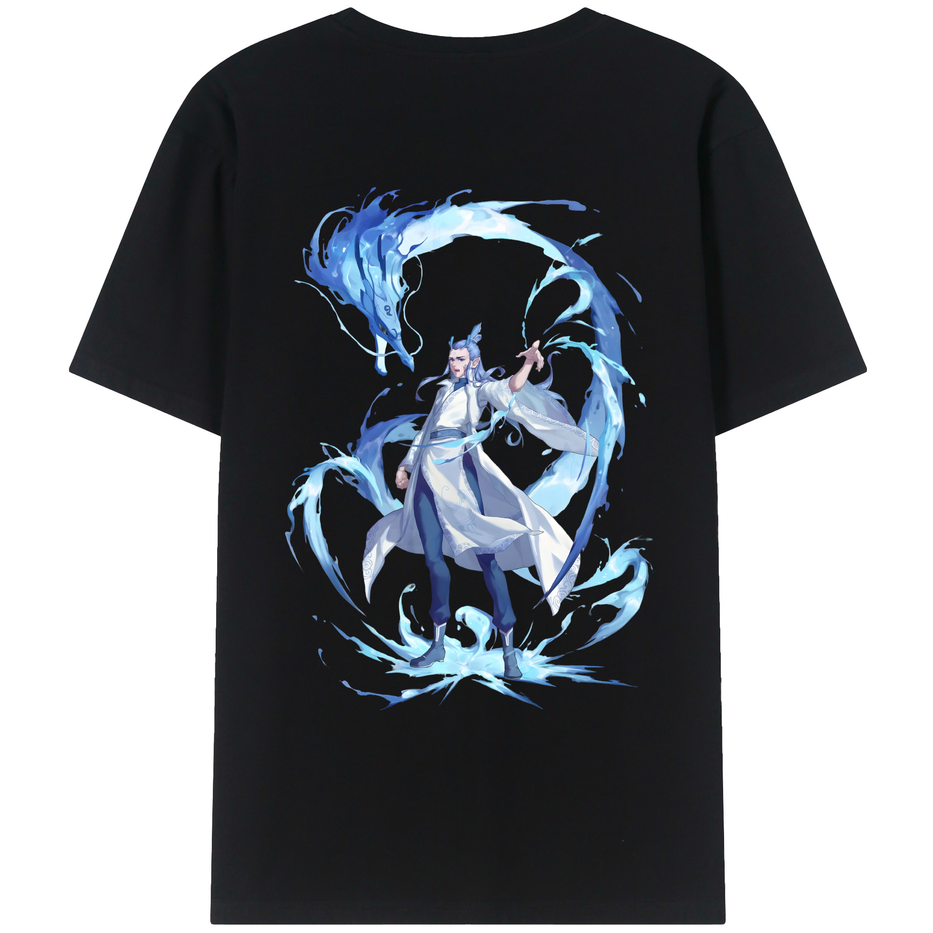 （画像用） Ne Zha 2 ナタ 魔童の大暴れ 綿100％ メンズ半袖Tシャツ（バックプリント） 通気性