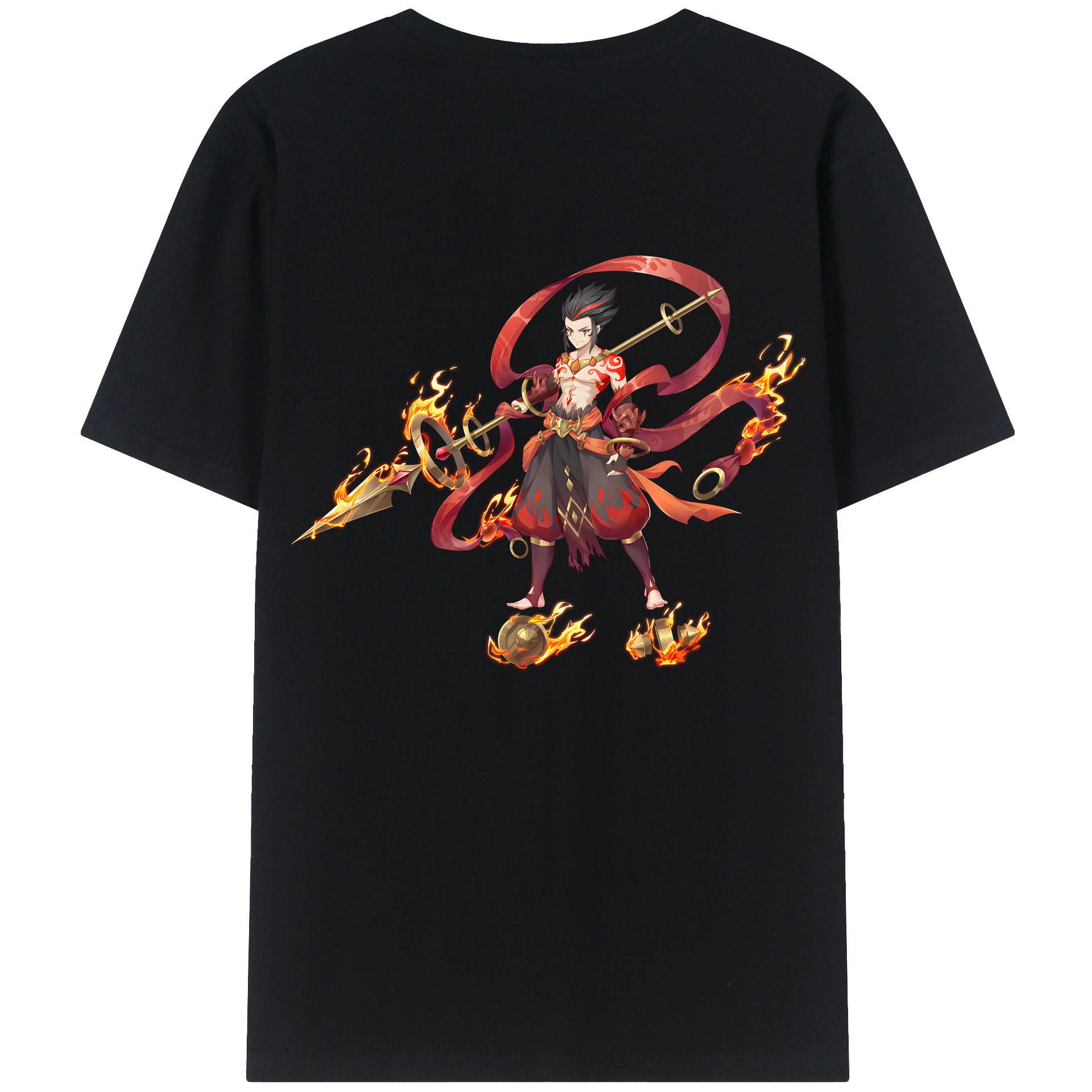 （画像用） Ne Zha 2 ナタ 魔童の大暴れ 綿100％ メンズ半袖Tシャツ（バックプリント） 通気性