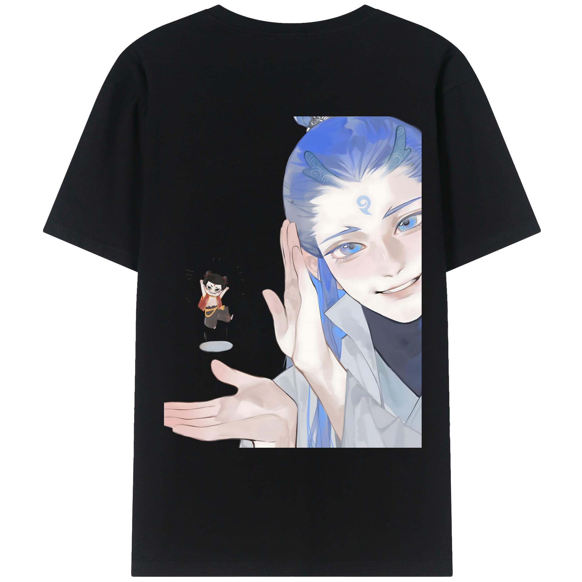 （画像用） Ne Zha 2 ナタ 魔童の大暴れ 綿100％ メンズ半袖Tシャツ（バックプリント） 通気性