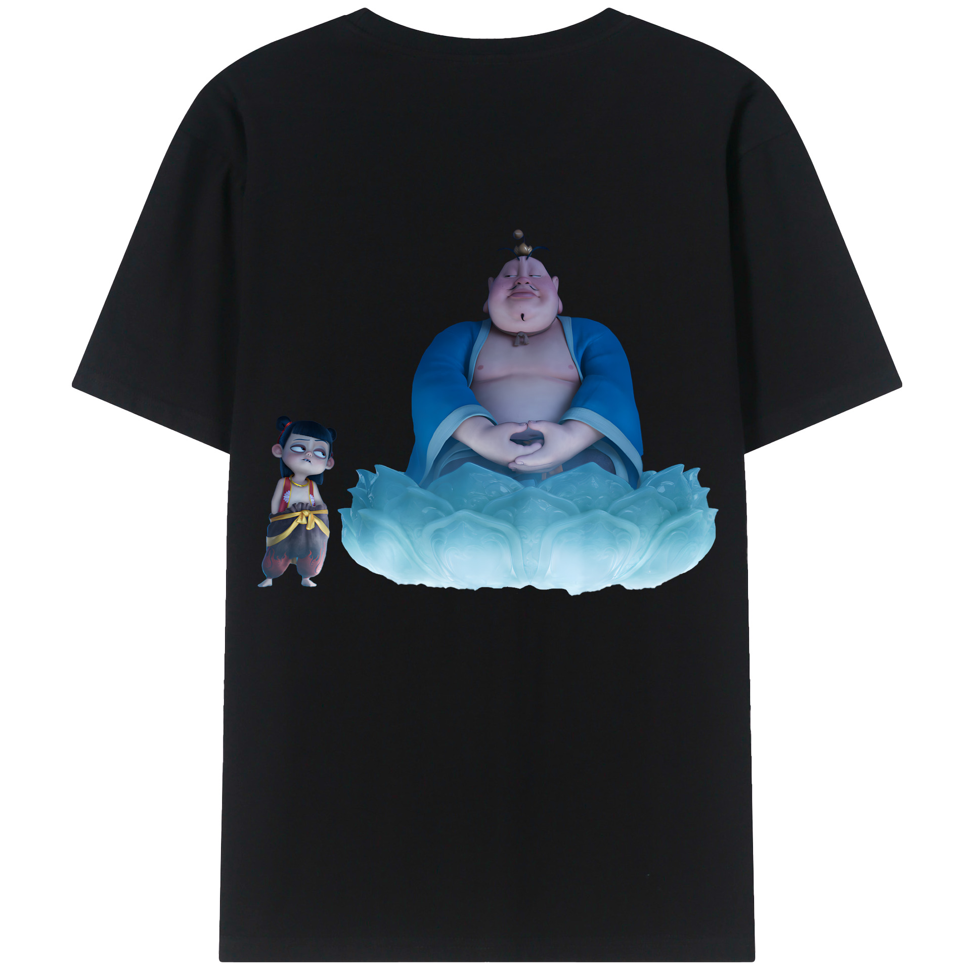 （画像用） Ne Zha 2 ナタ 魔童の大暴れ 綿100％ メンズ半袖Tシャツ（バックプリント） 通気性