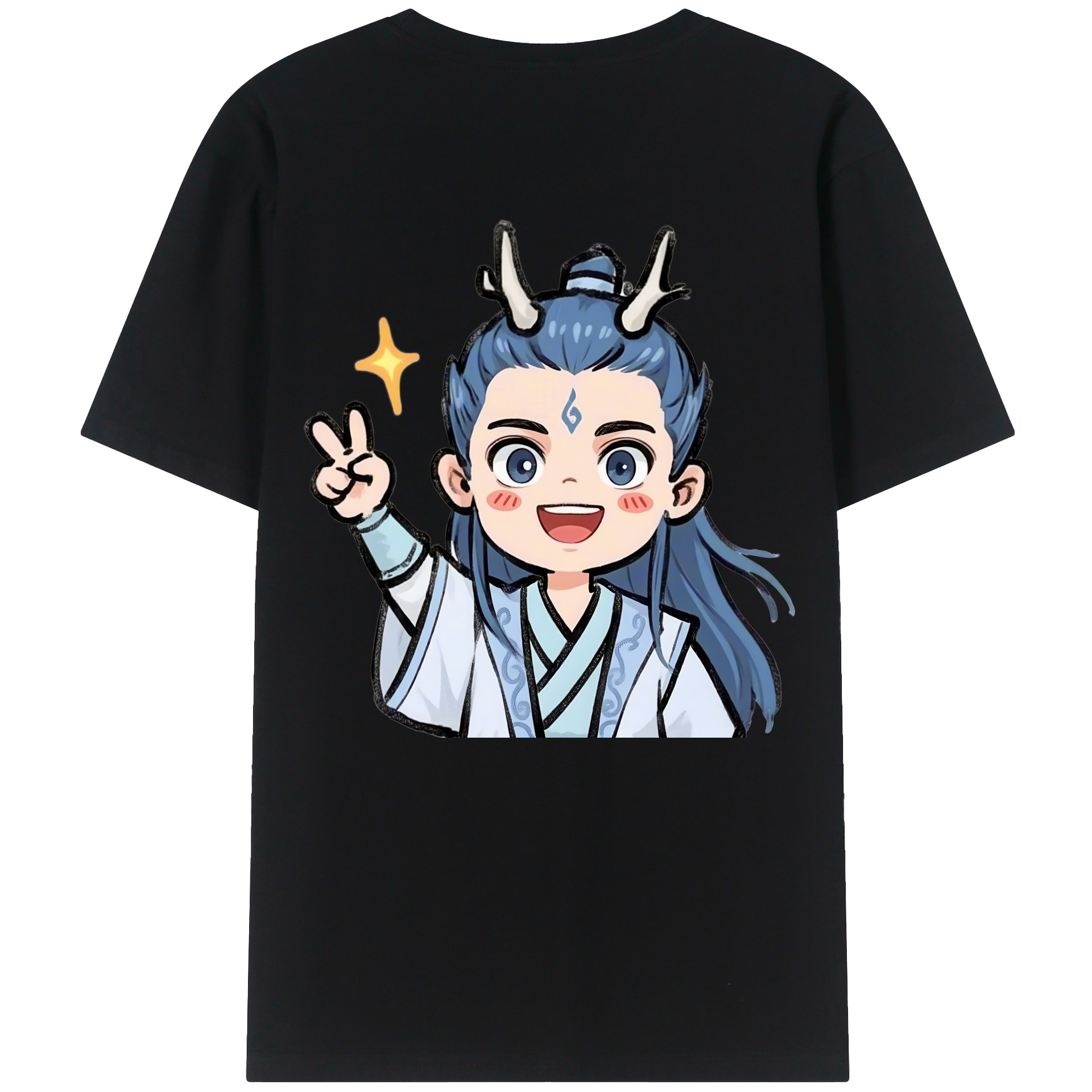 （画像用） Ne Zha 2 ナタ 魔童の大暴れ 綿100％ メンズ半袖Tシャツ（バックプリント） 通気性