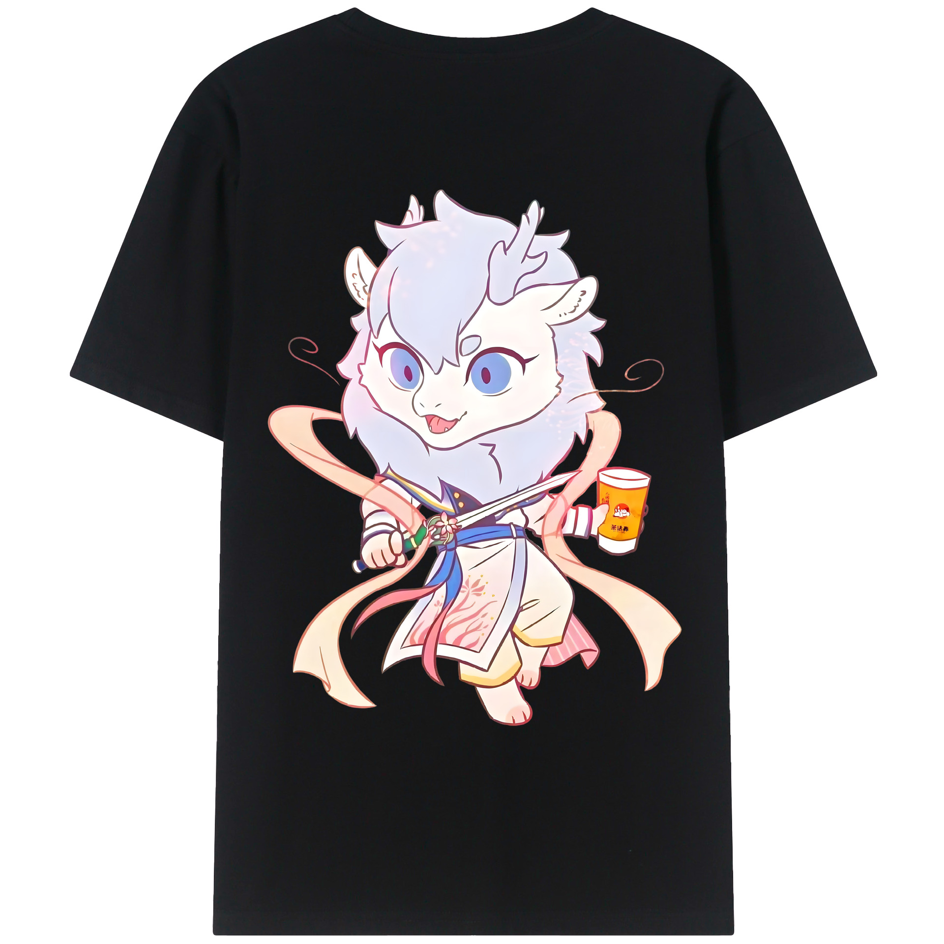 （画像用） Ne Zha 2 ナタ 魔童の大暴れ 綿100％ メンズ半袖Tシャツ（バックプリント） 通気性
