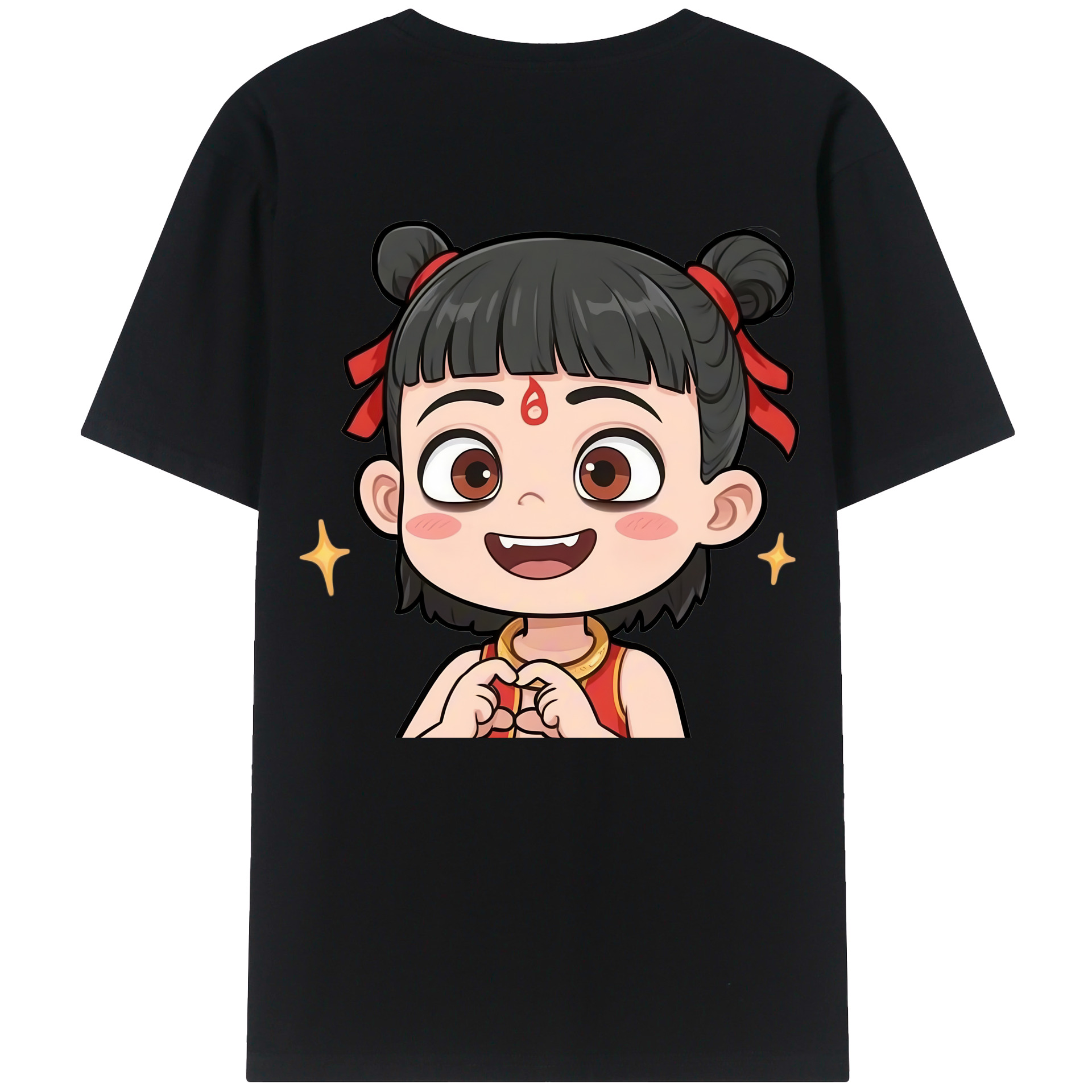 （画像用） Ne Zha 2 ナタ 魔童の大暴れ 綿100％ メンズ半袖Tシャツ（バックプリント） 通気性