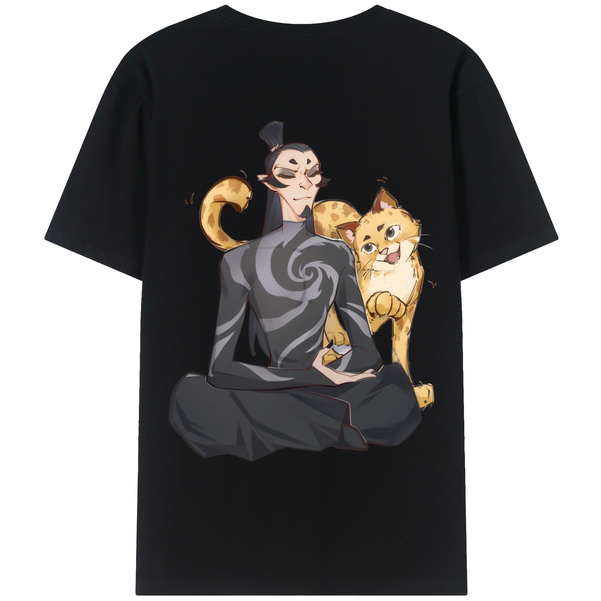 （画像用） Ne Zha 2 ナタ 魔童の大暴れ 綿100％ メンズ半袖Tシャツ（バックプリント） 通気性