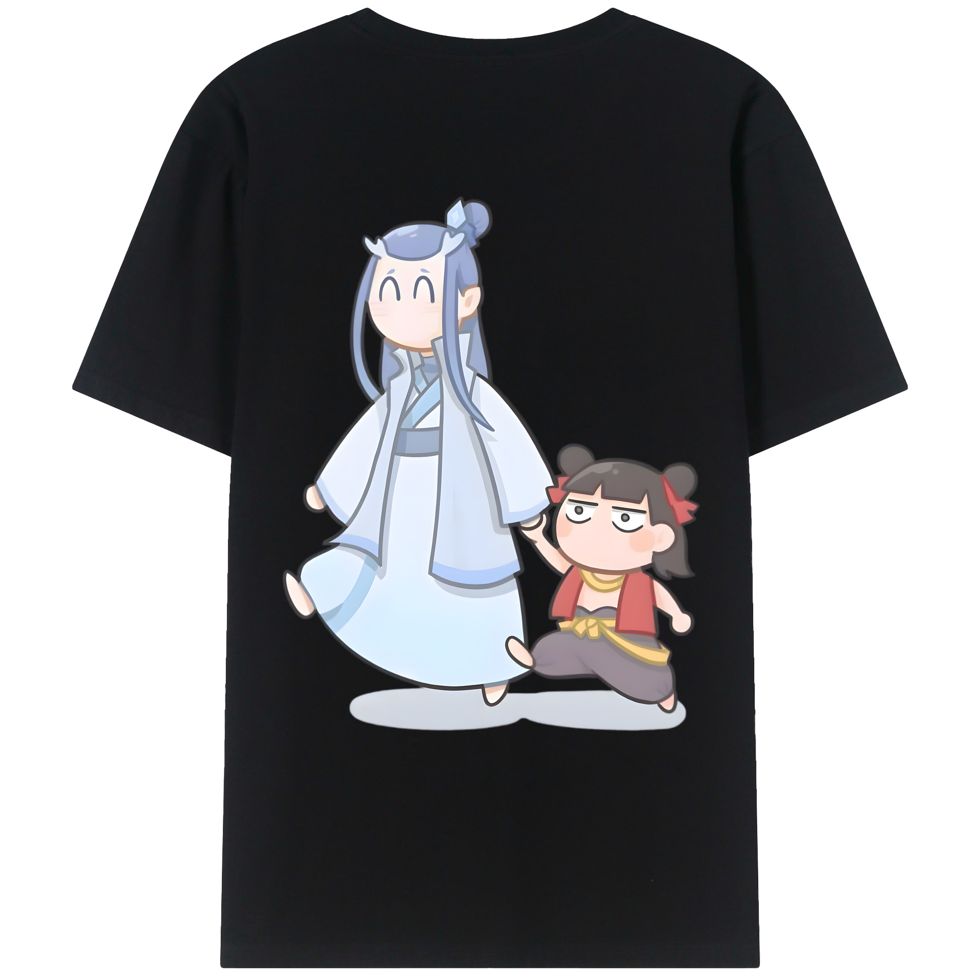 （画像用） Ne Zha 2 ナタ 魔童の大暴れ 綿100％ メンズ半袖Tシャツ（バックプリント） 通気性