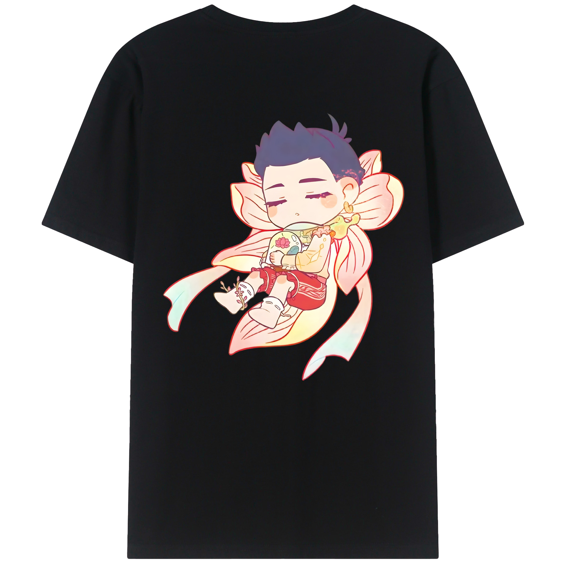 （画像用） Ne Zha 2 ナタ 魔童の大暴れ 綿100％ メンズ半袖Tシャツ（バックプリント） 通気性