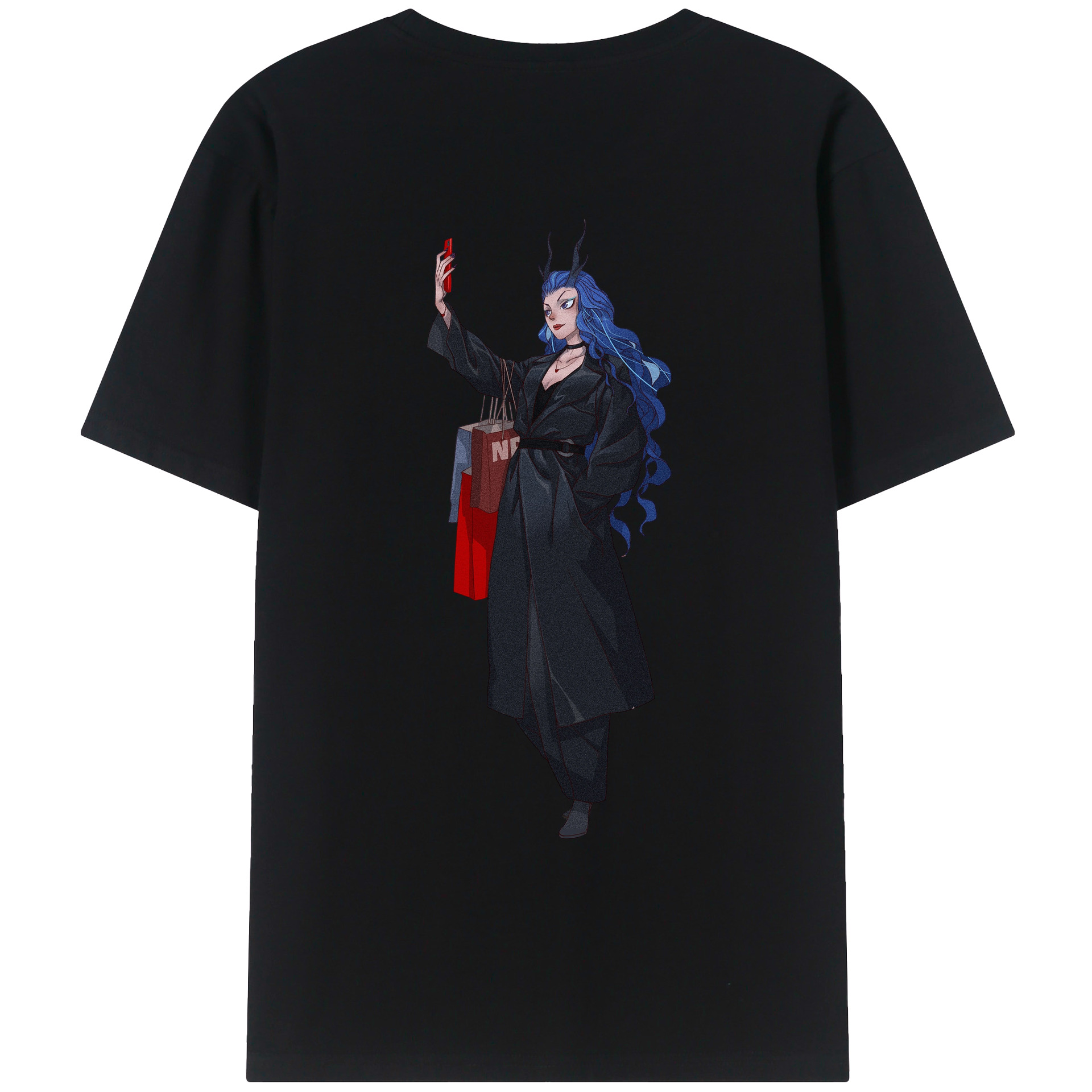 （画像用） Ne Zha 2 ナタ 魔童の大暴れ 綿100％ メンズ半袖Tシャツ（バックプリント） 通気性